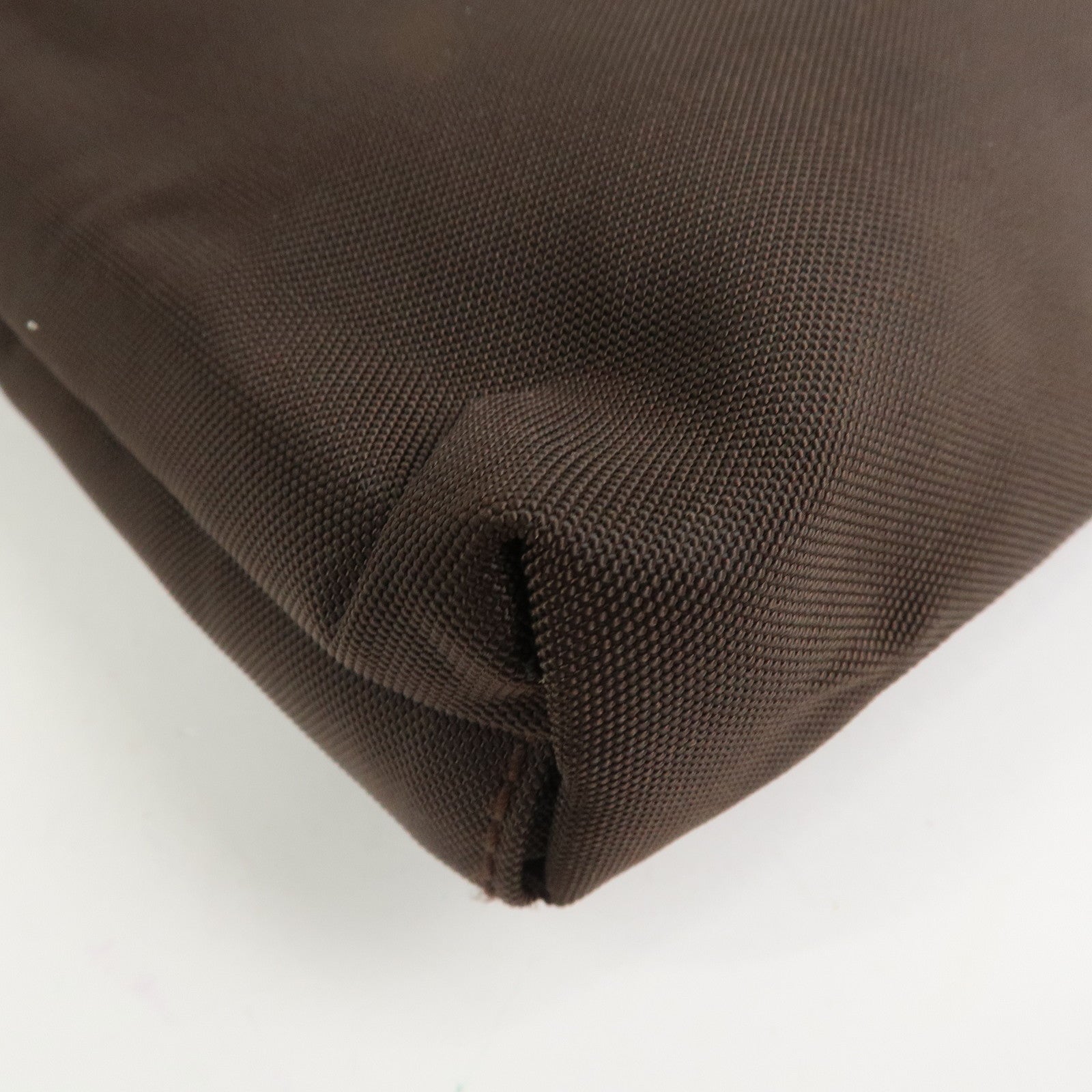 Ferragamo Nylon Leather Shoulder Bag Crossbody Bag Brown Silvern