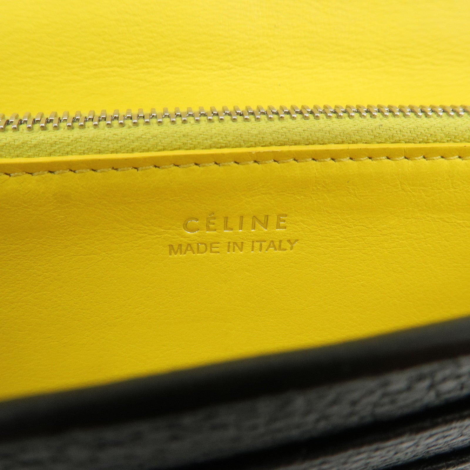 CELINE Logo Glen Calfskin Button Flap Long Wallet Navy