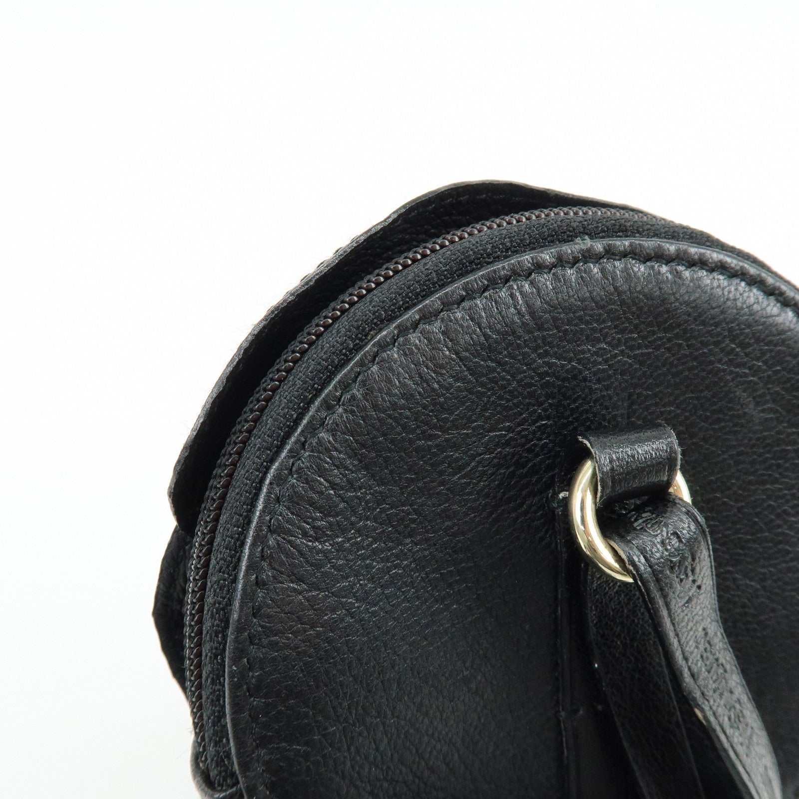 SAINT RAURENT PARIS Nadja Leather Shoulder Pouch Flower Motif Black