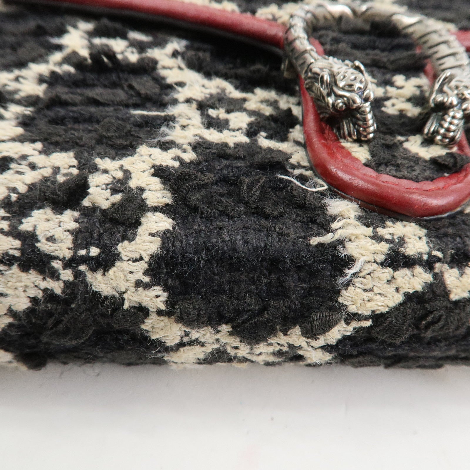 GUCCI Dionysus Tweed Leather Chain Shoulder Bag Black Ivory 401231