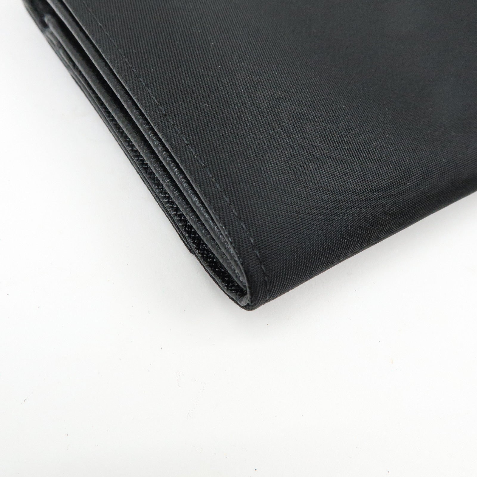 PRADA Triagle Logo Nylon Saffiano Leather Long Wallet Black