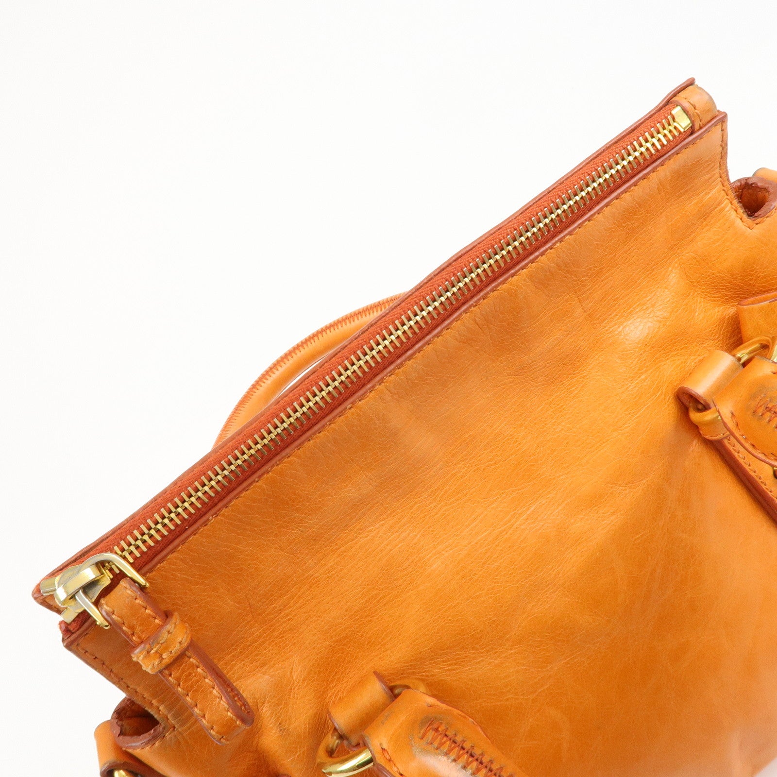 MIU MIU Leather 2Way Bag Hand Bag Shoulder Bag Orange RT0438