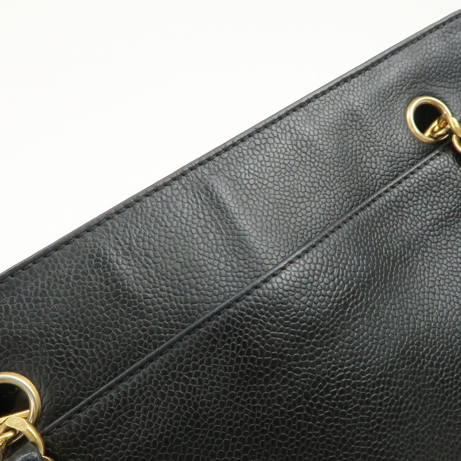CHANEL Triple COCO Mark Caviarskin Chain Shoulder Bag Black