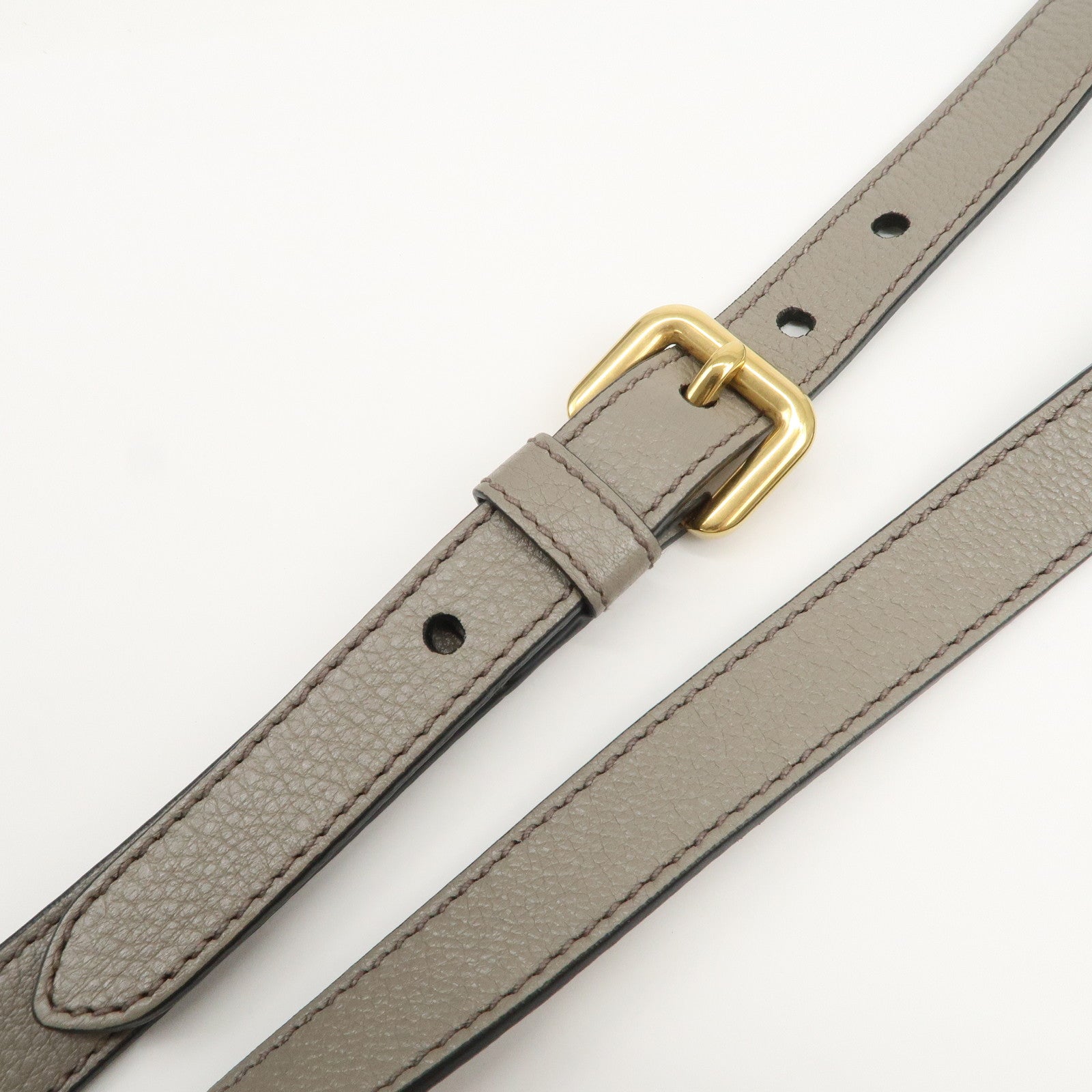 PRADA Logo Leather 2Way Bag Hand Bag Shoulder Bag Gray 1BA058