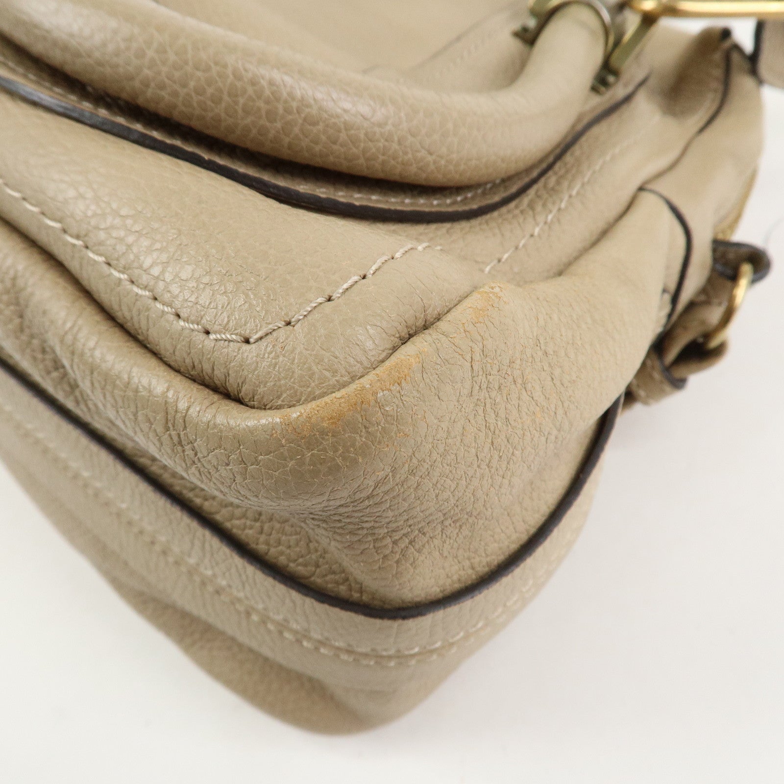 Chloe Parati Leather 2WAY Bag Shoulder Bag Beige