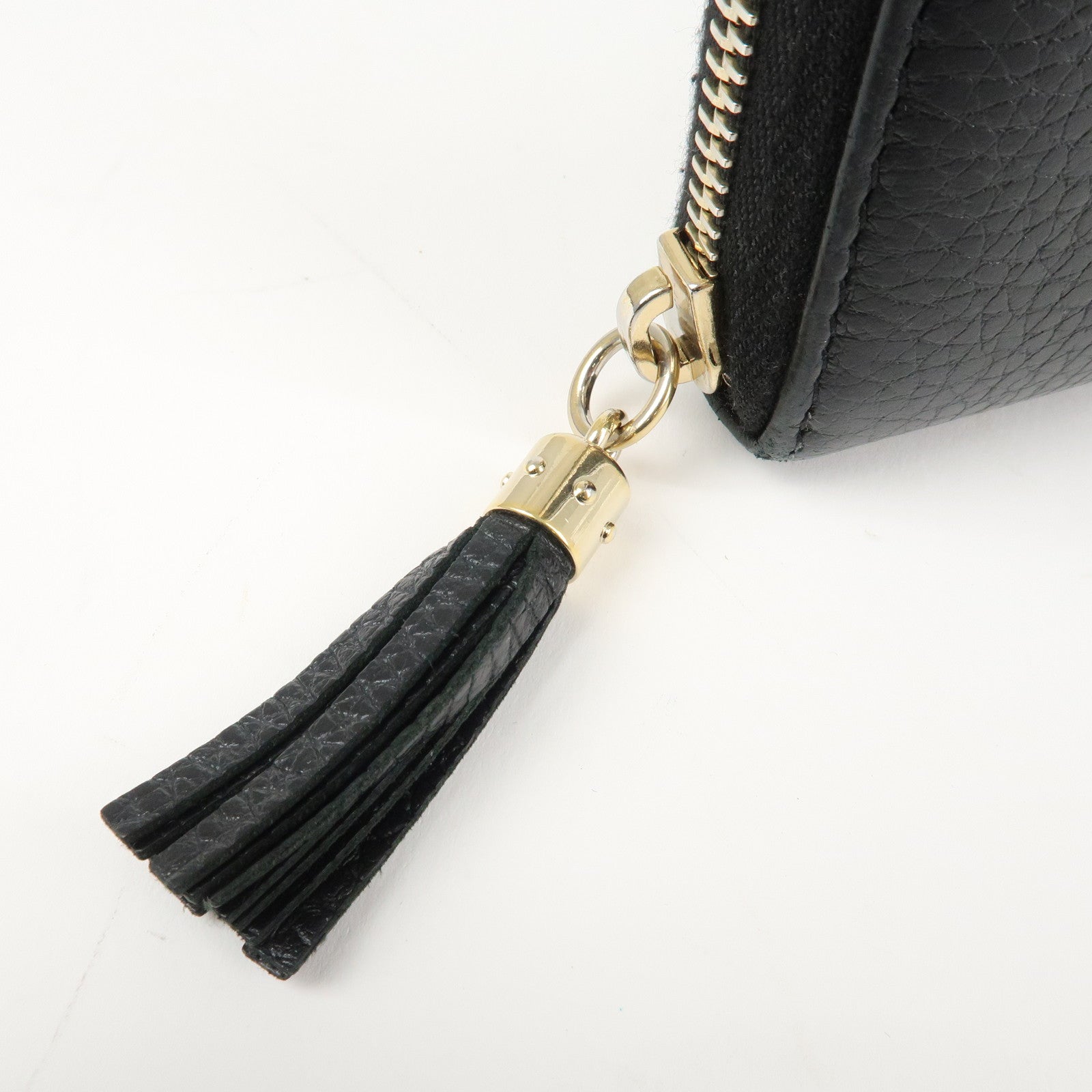 GUCCI SOHO Leather Zip Around Long Wallet Black Used