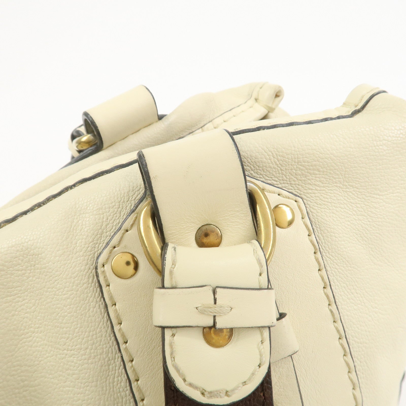 Chloe Kerala Leather Shoulder Bag Hand Bag Ivory Brown
