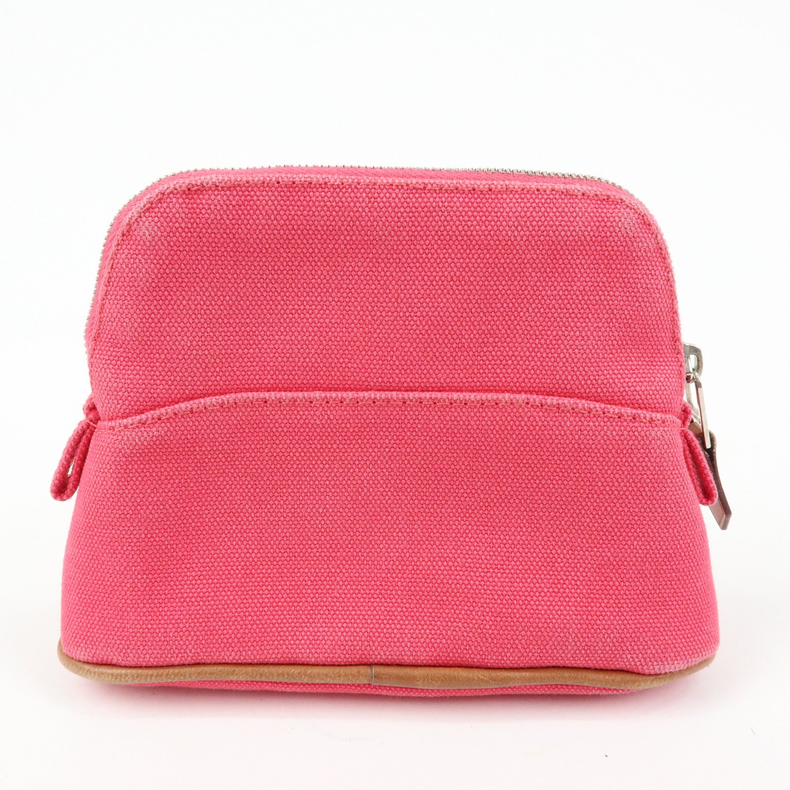 HERMES Set of 2 Bolide Mini 16 Canvas Leather Pouch Pink Grey