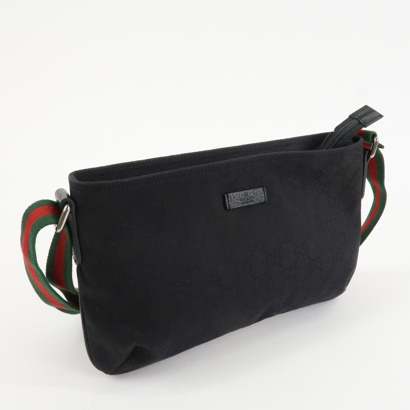 GUCCI Sherry GG Canvas Leather Shoulder Bag Black 189749 Used