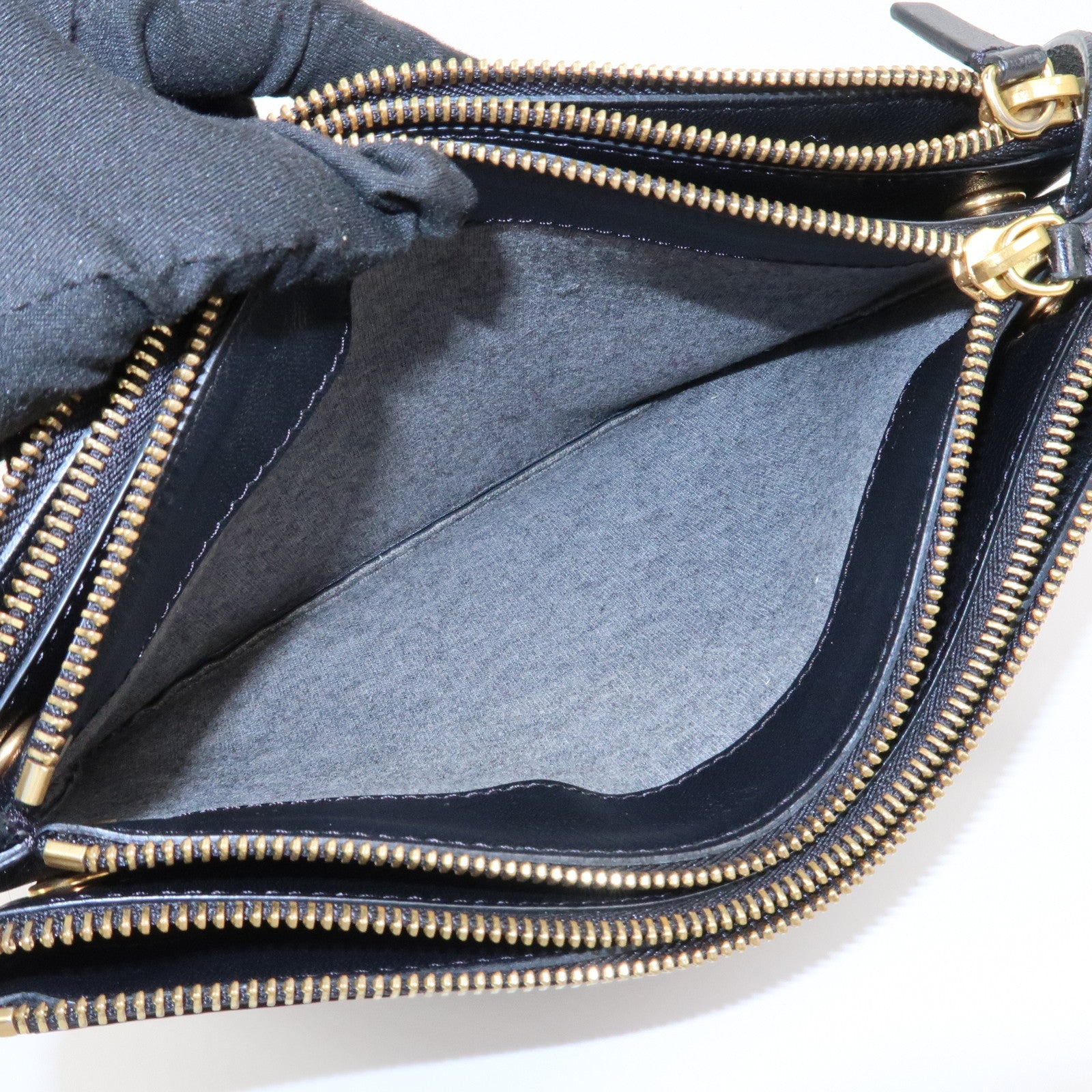 CELINE Calf Skin Trio Bag Shoulder Bag Crossbody Bag Black