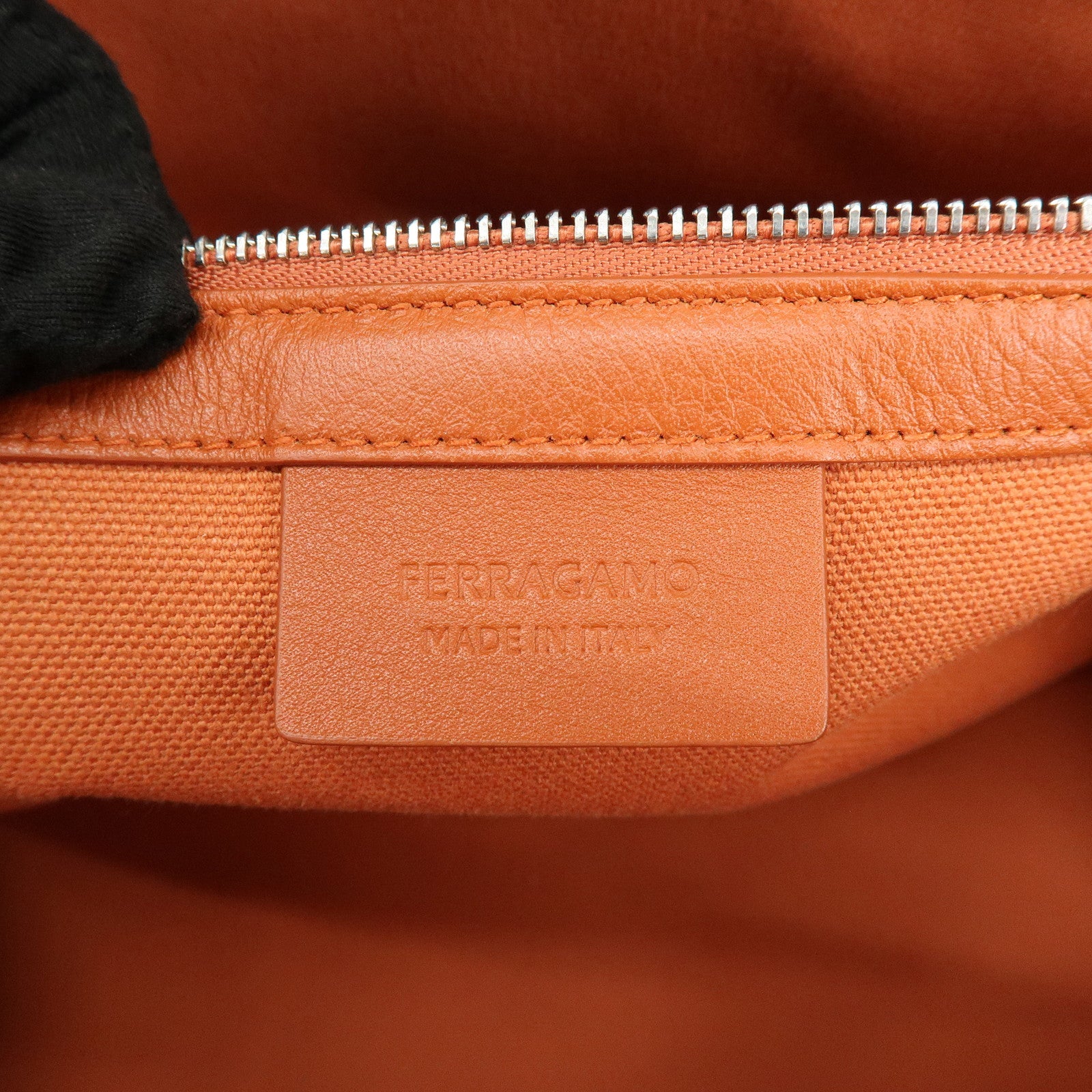 Ferragamo Logo Leather Tote Bag Hand Bag Orange