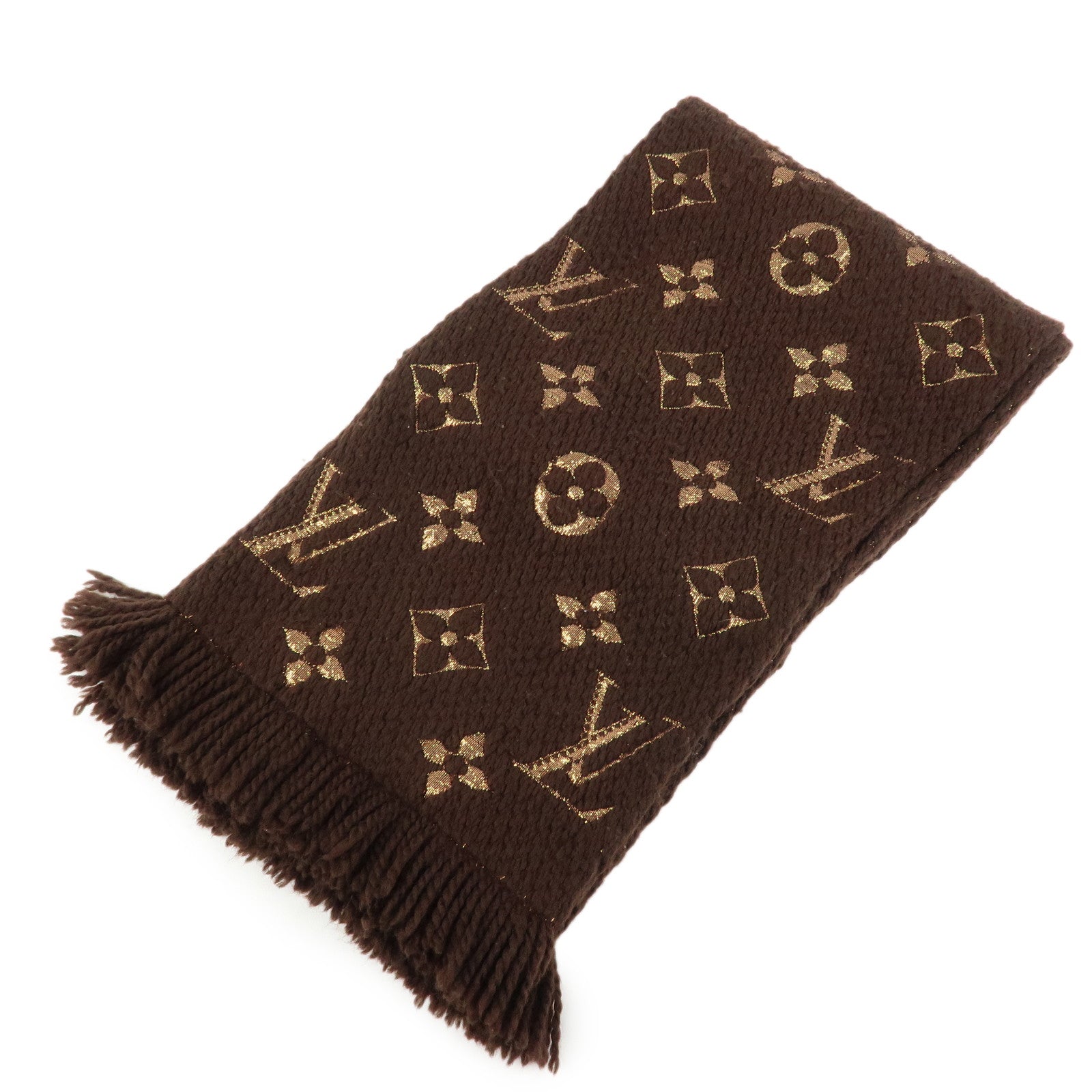 Louis Vuitton Echarpe Logomania Shine Wool Silk Scarf Brown M71383