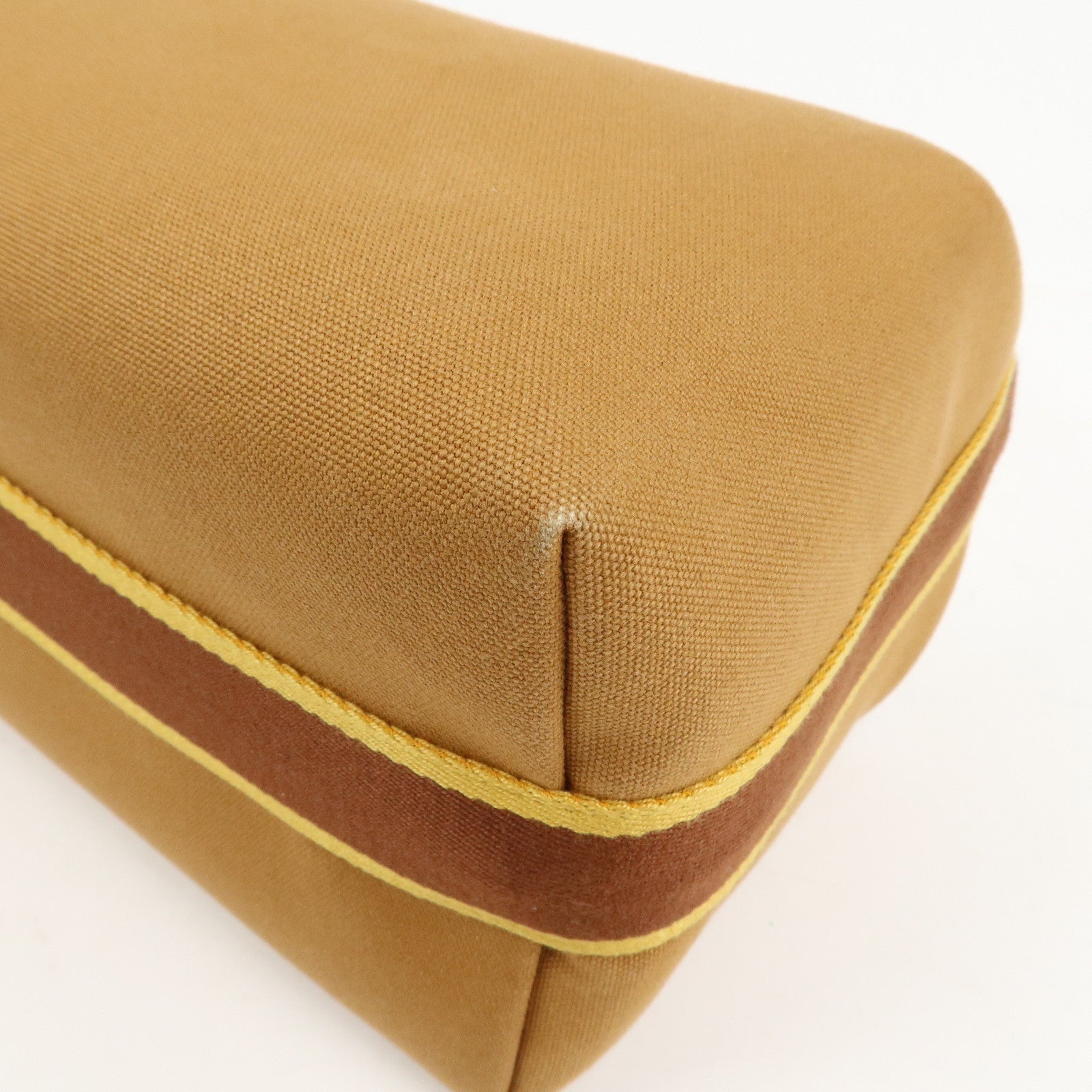 HERMES Bride A Brac GM Canvas Hand Bag Cosmetic Pouch Brown