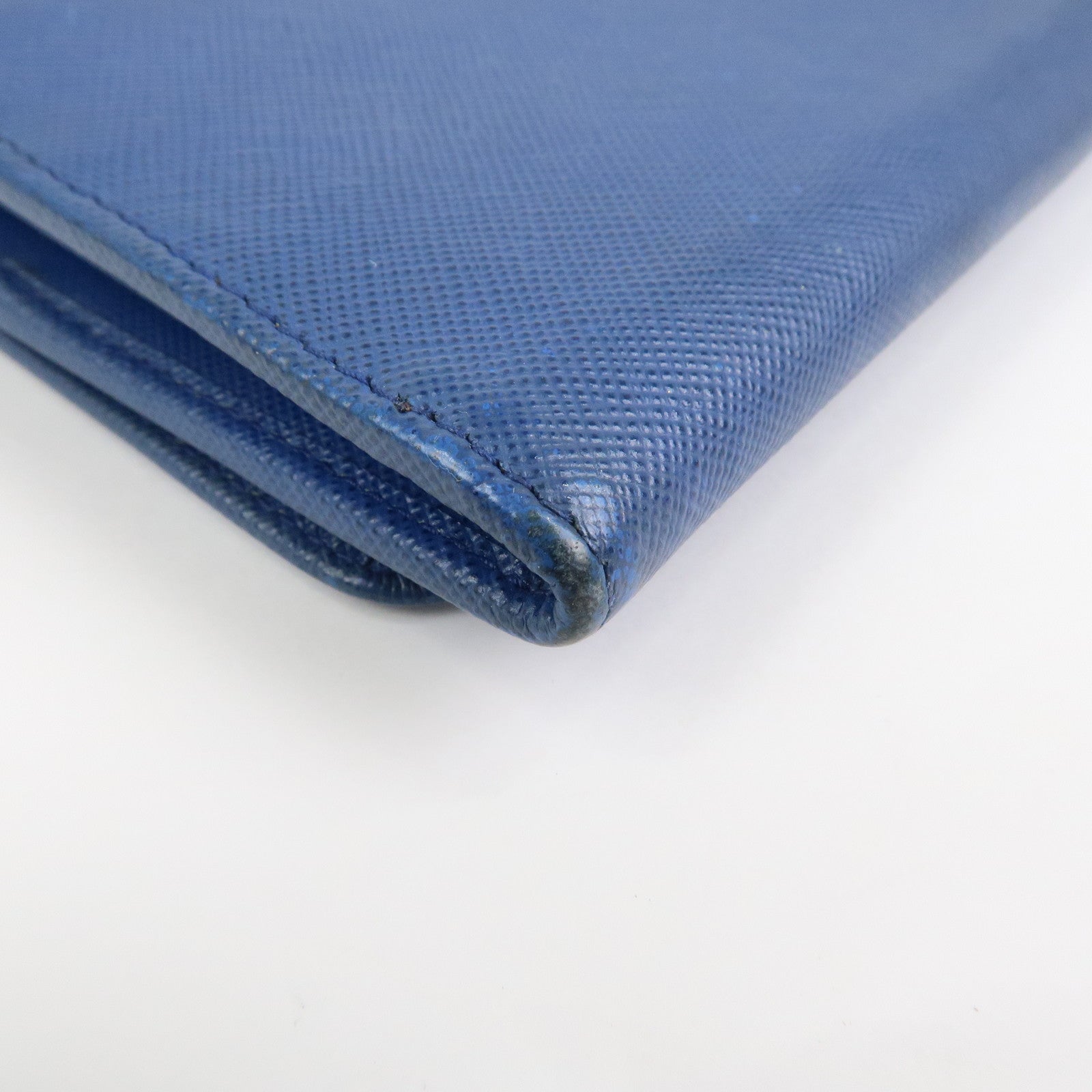 PRADA Logo Saffiano Leather Chain Shoulder Wallet WOC Blue 1M1290