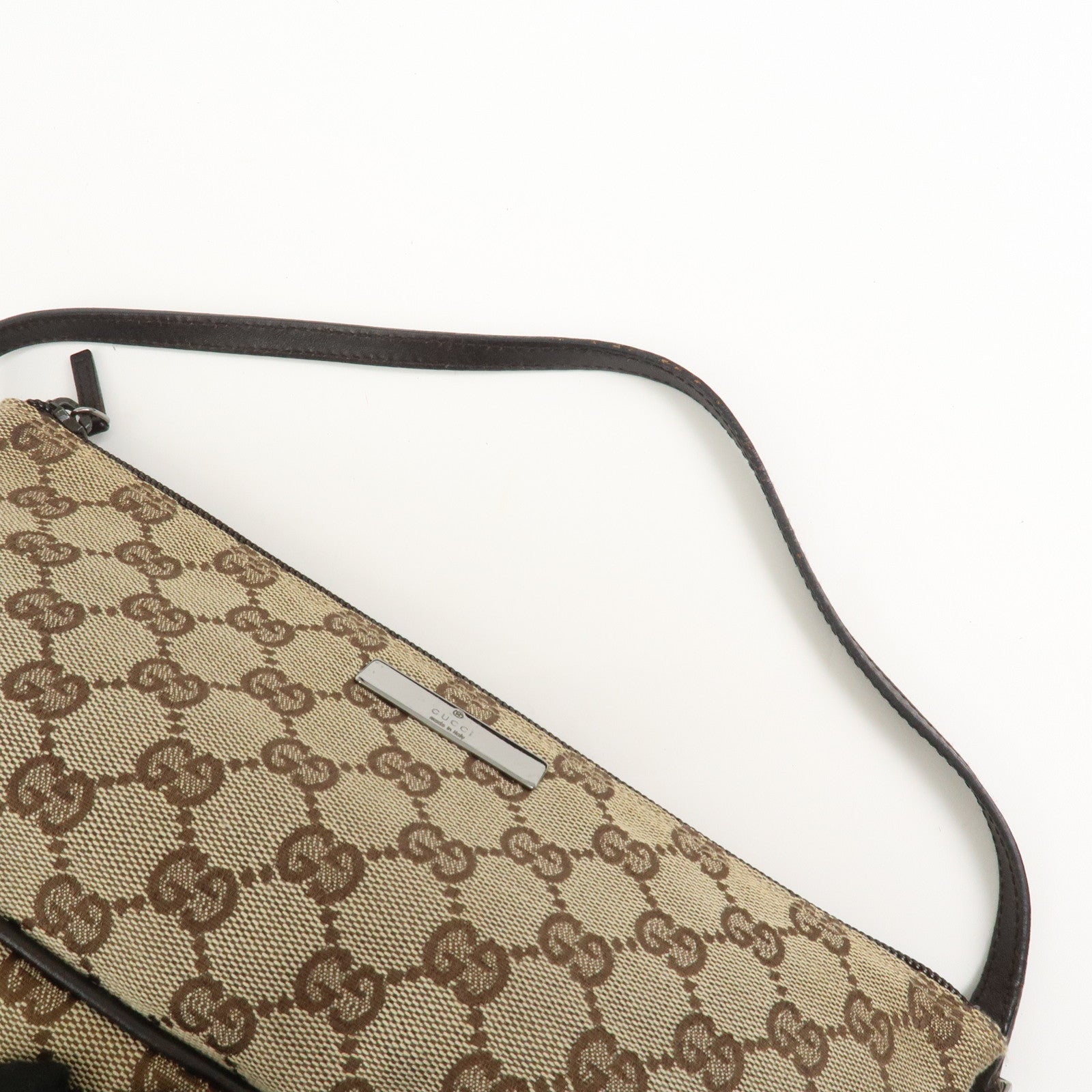 GUCCI Boat Bag GG Canvas Leather Hand Bag Brown 07198