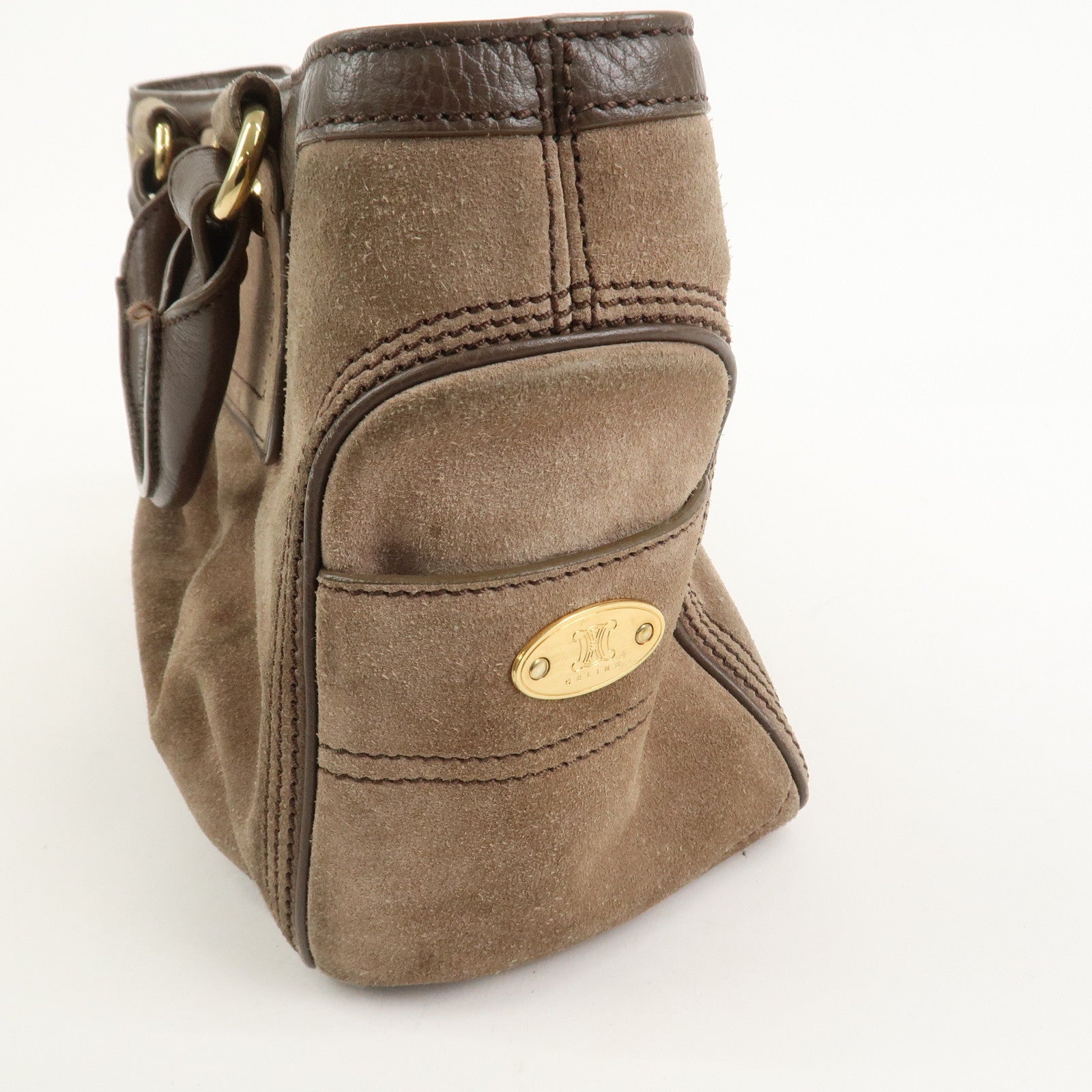 CELINE Boogie Bag Suede Leather Hand Bag Beige Brown