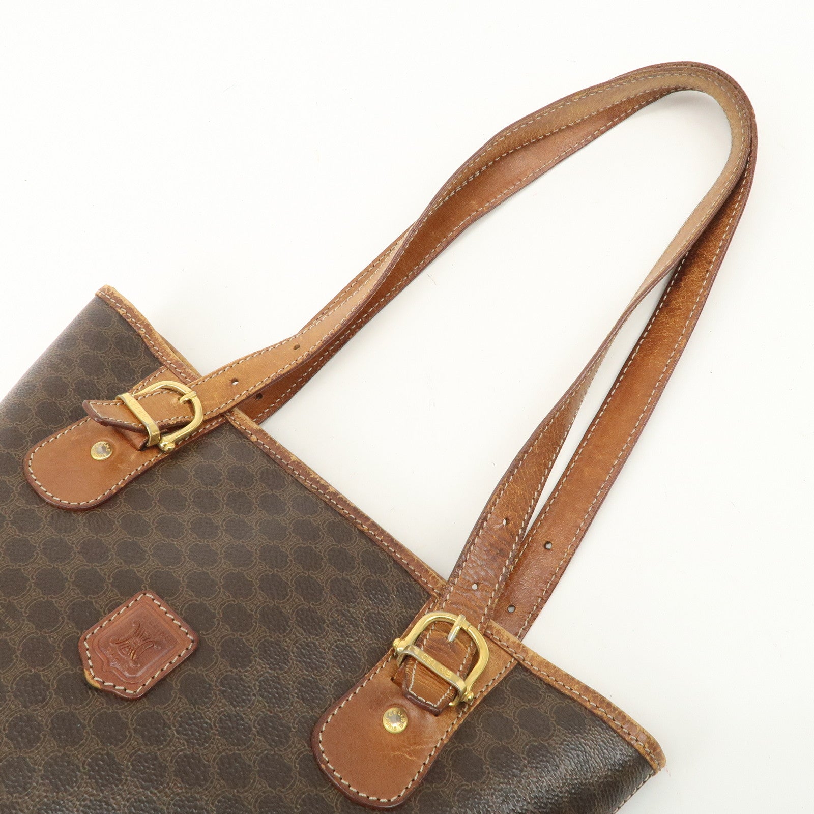 CELINE Macadam PVC Leather Tote Bag Shoulder Bag Brown