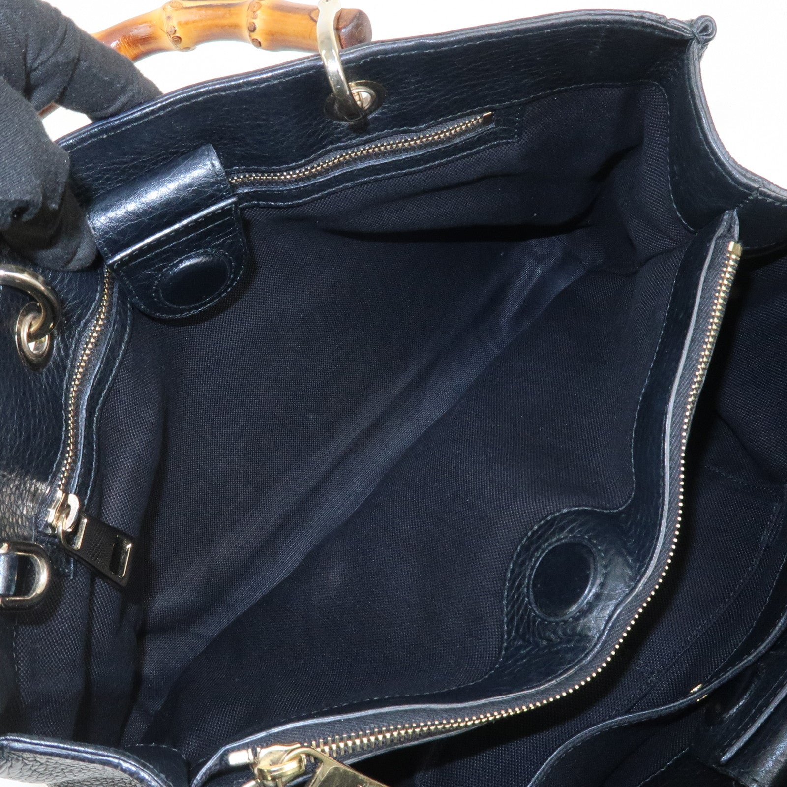 GUCCI Bamboo Shopper Medium 2Way Bag Shoulder Bag Black 323660