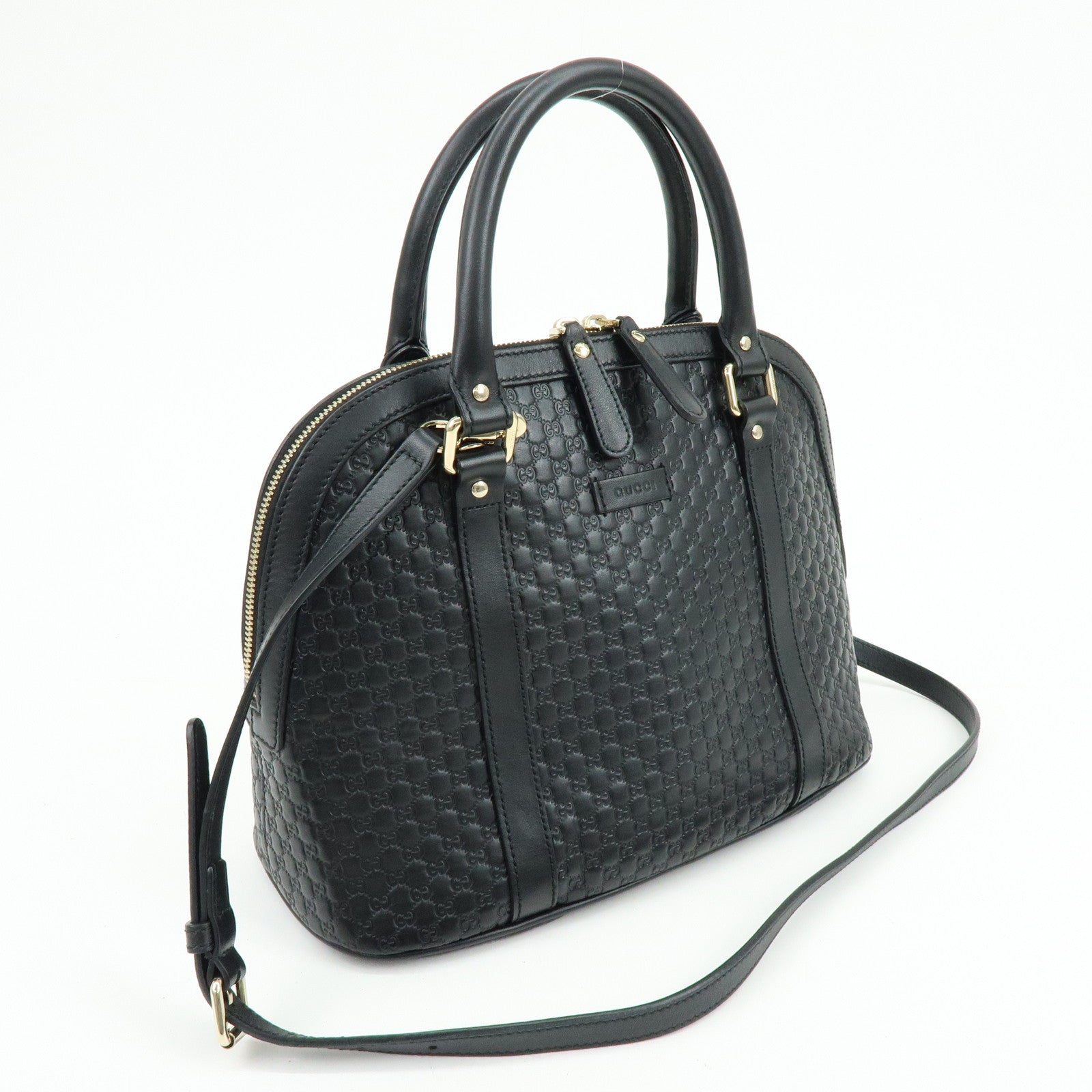 GUCCI Micro Guccissima Leather 2WAY Hand Shoulder Bag Black 449663