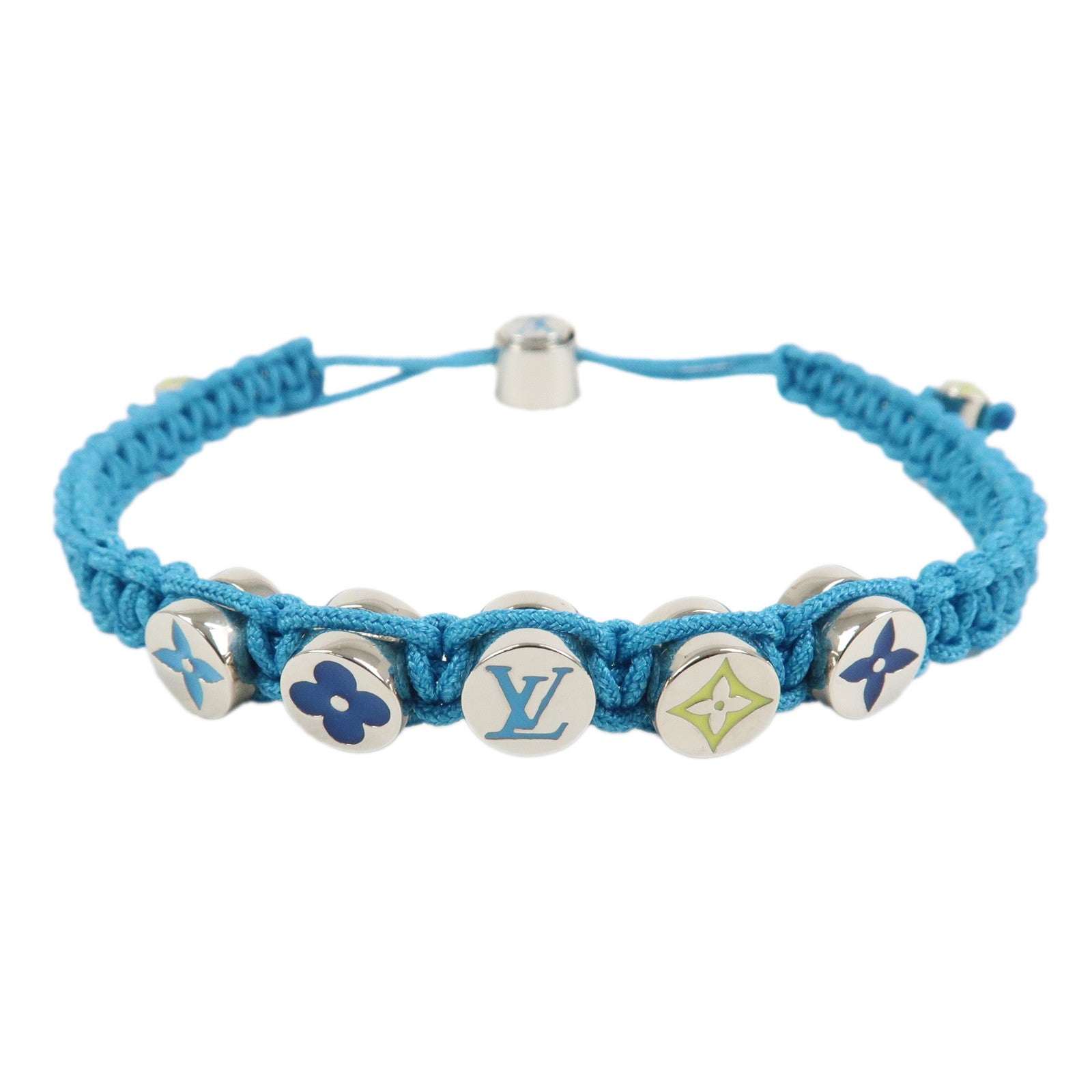 Louis Vuitton Nylon Metal Colors Bracelet Blue M1088A