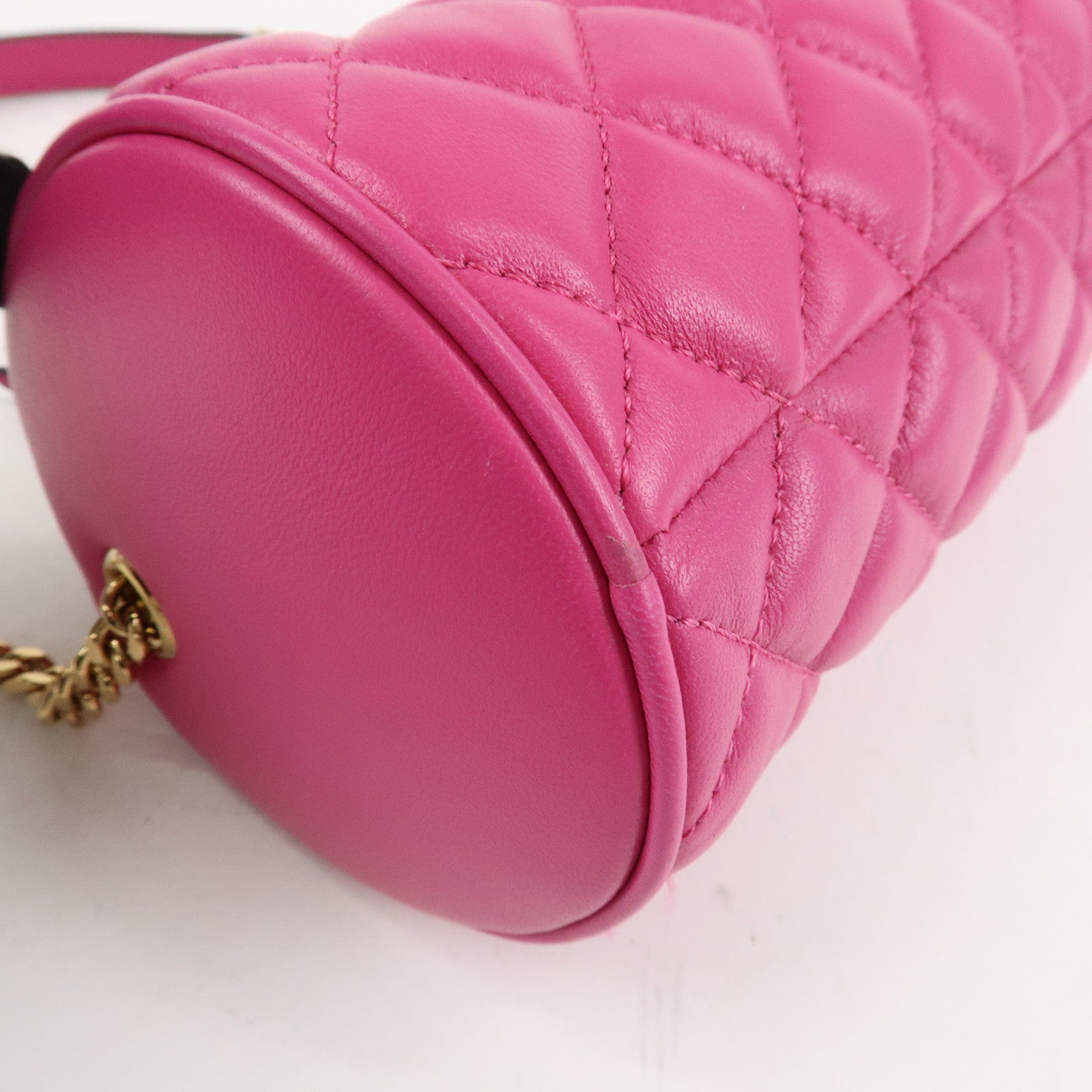 GIANNI VERSACE Medusa Chain Shoulder Bag Hand Bag Gold HDW Pink Used