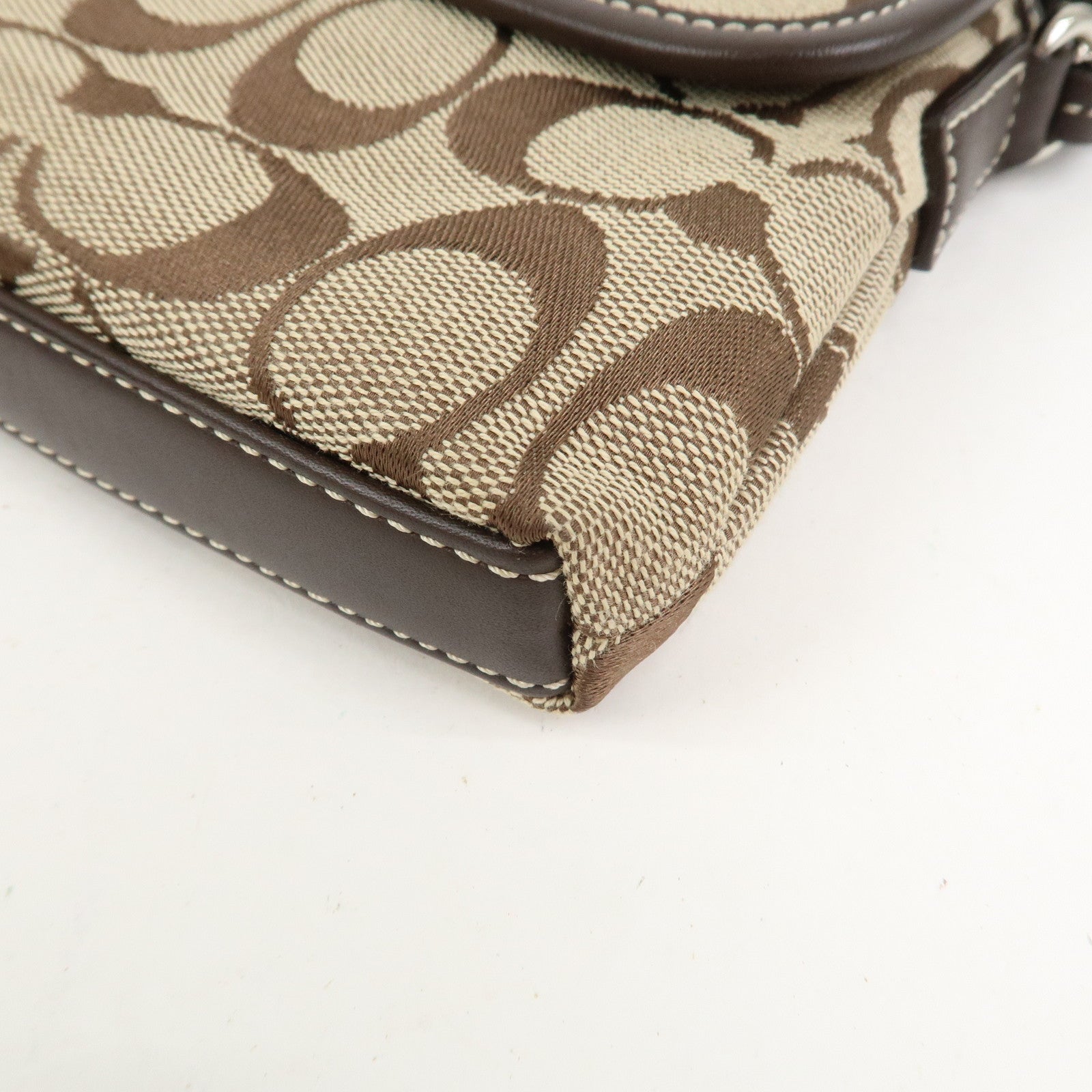 COACH Signature Canvas Leather Shoulder Bag Hand Bag Brown