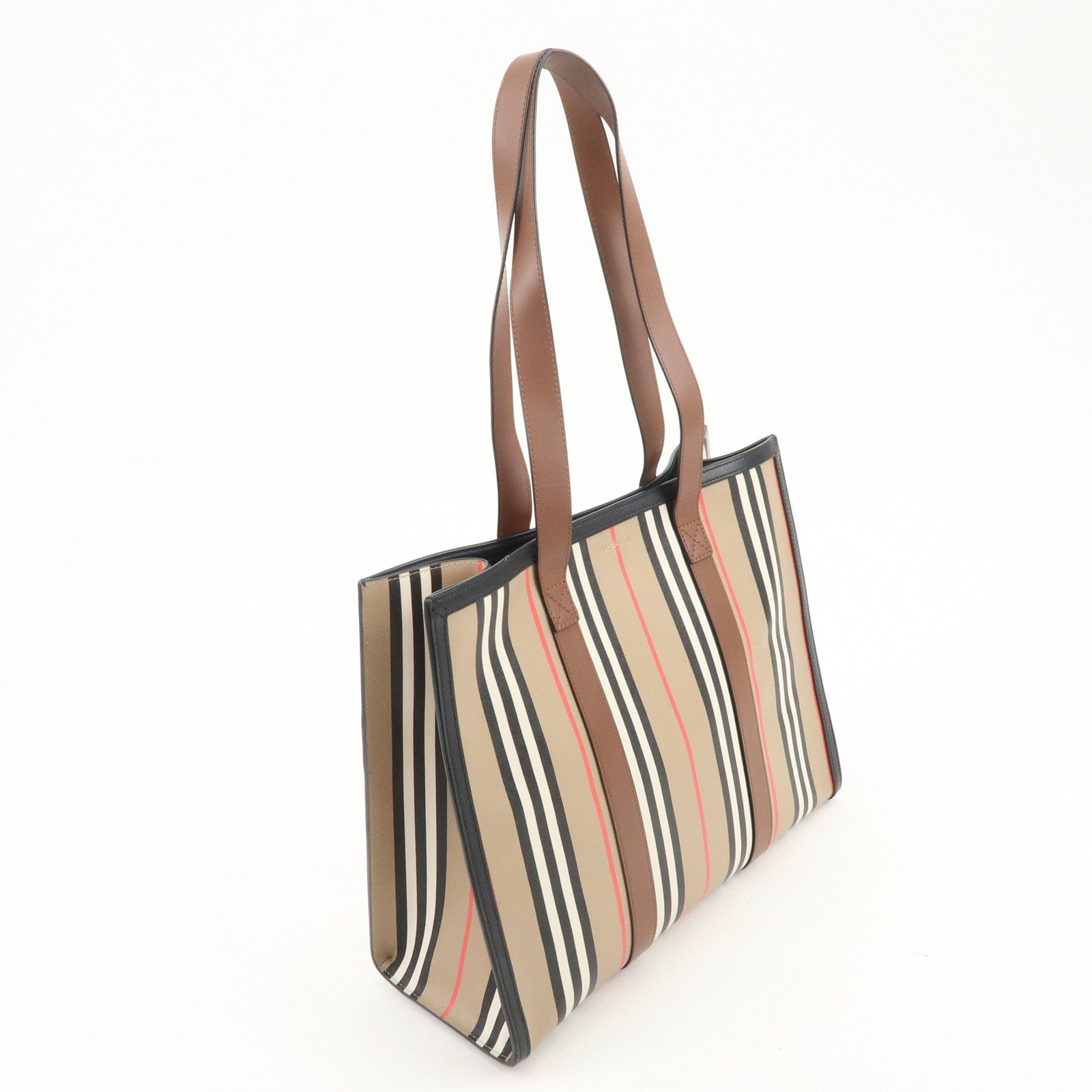 BURBERRY PVC Leather Tote Bag Shoulder Bag Beige Brown