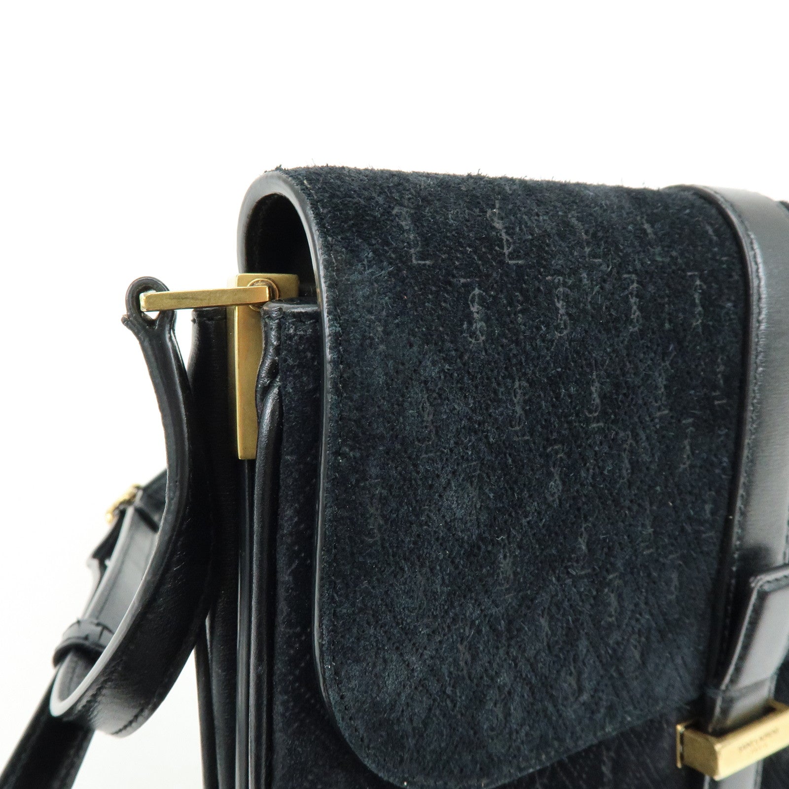 SAINT LAURENT PARIS Le Monogram Suede Leather Shoulder Bag Black