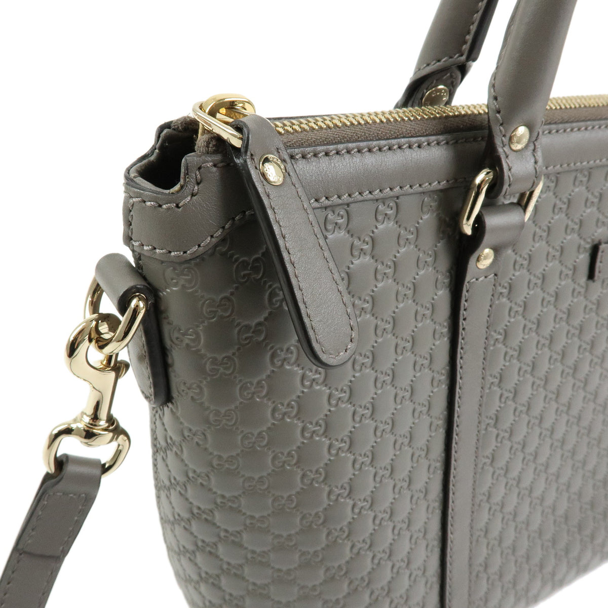 GUCCI Microguccissima Leather 2Way Bag Hand Bag Grey 449656