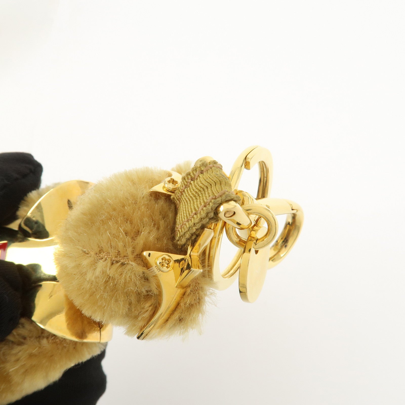 PRADA Teddy Bear Key Bag Charm Lucky Star Gold Brown