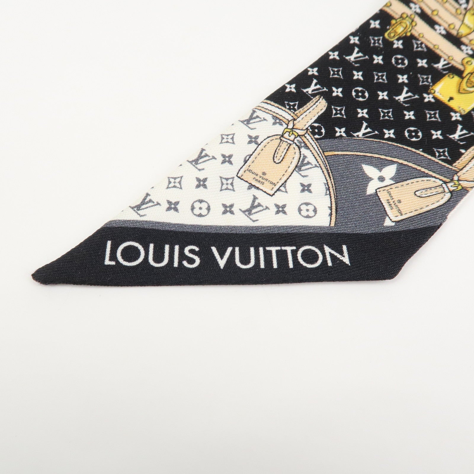 Louis Vuitton Bandeau BB Let's Go Silk 100% Scarf Black M76442