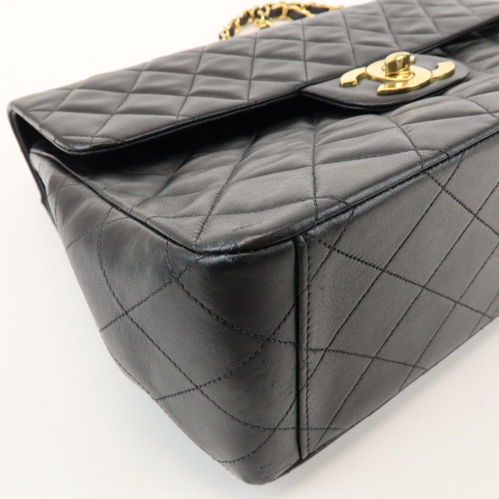 CHANEL Jumbo Matelasse 34 Lamb Skin Shoulder Bag Black A01094