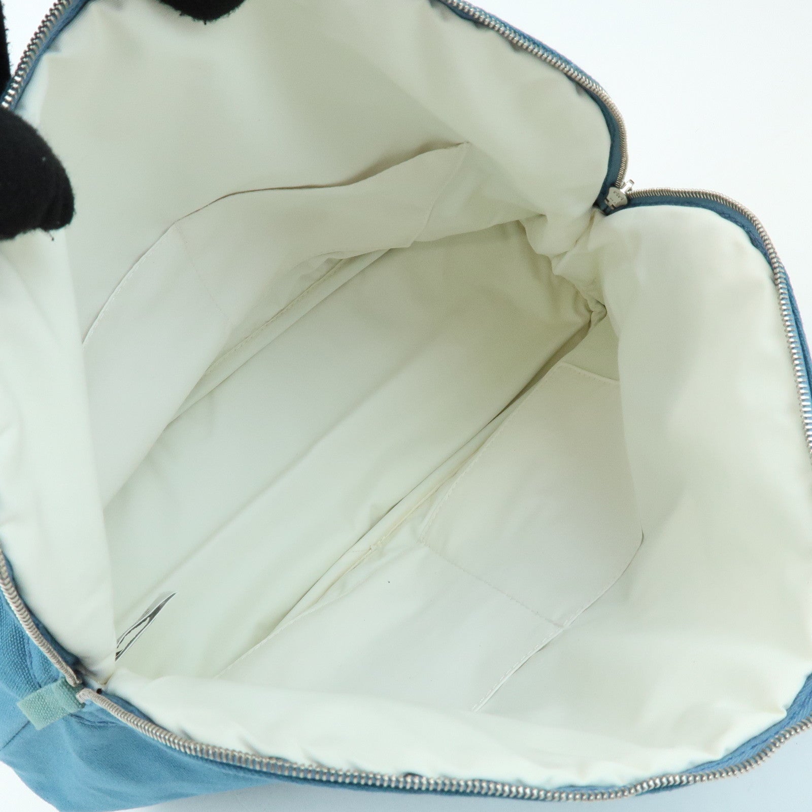HERMES Cotton Canvas Bolide Cosmetic Pouch TGM Pouch Blue