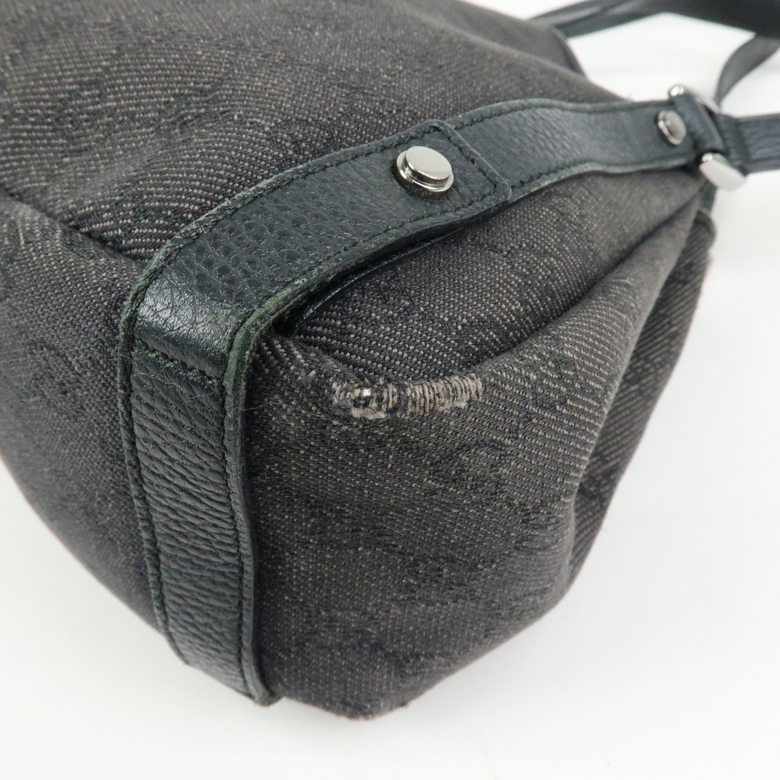 GUCCI Abbey GG Monogram Denim Tote Bag Hand Bag Black 293578
