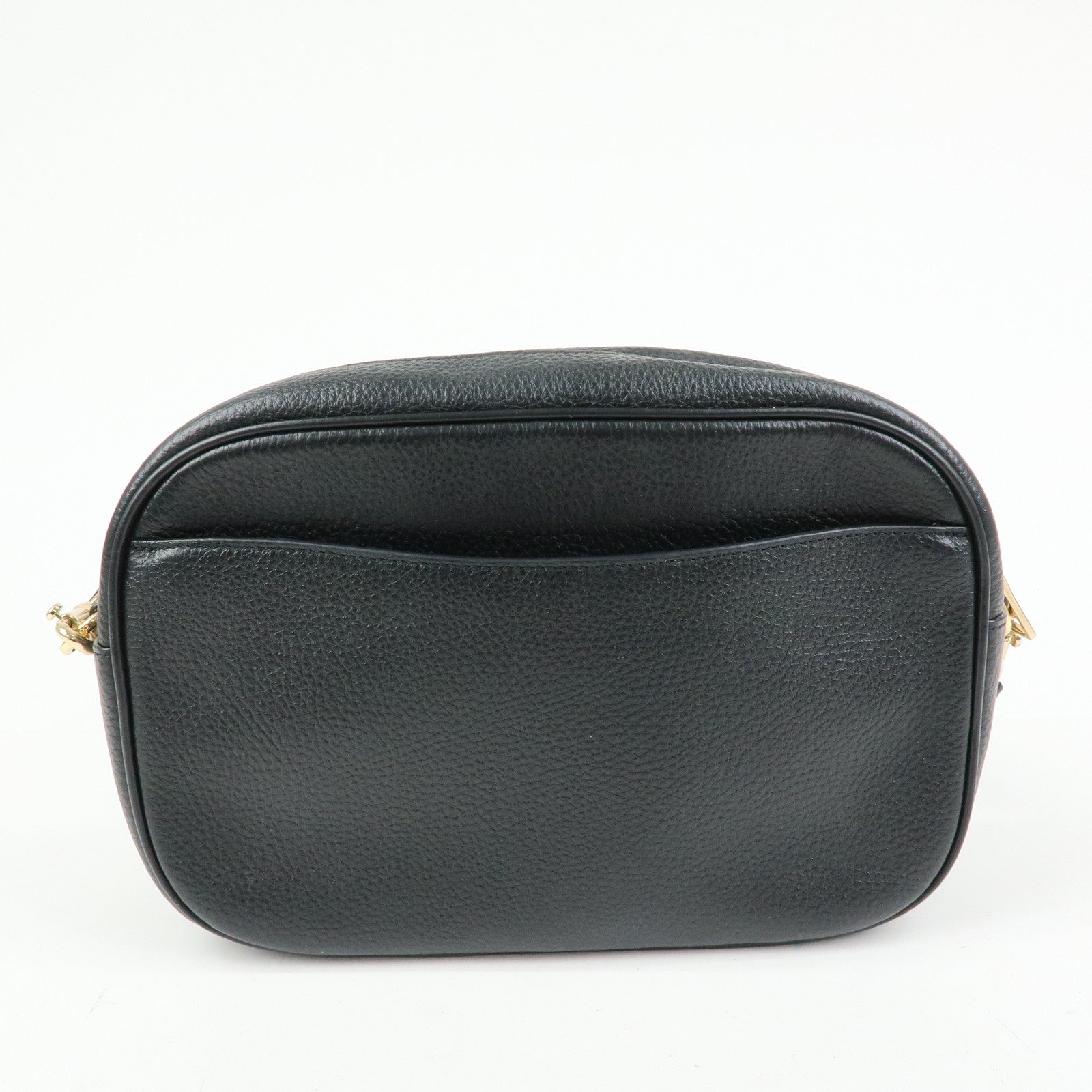 COACH Logo Leather Shoulder Crossbody Bag Black