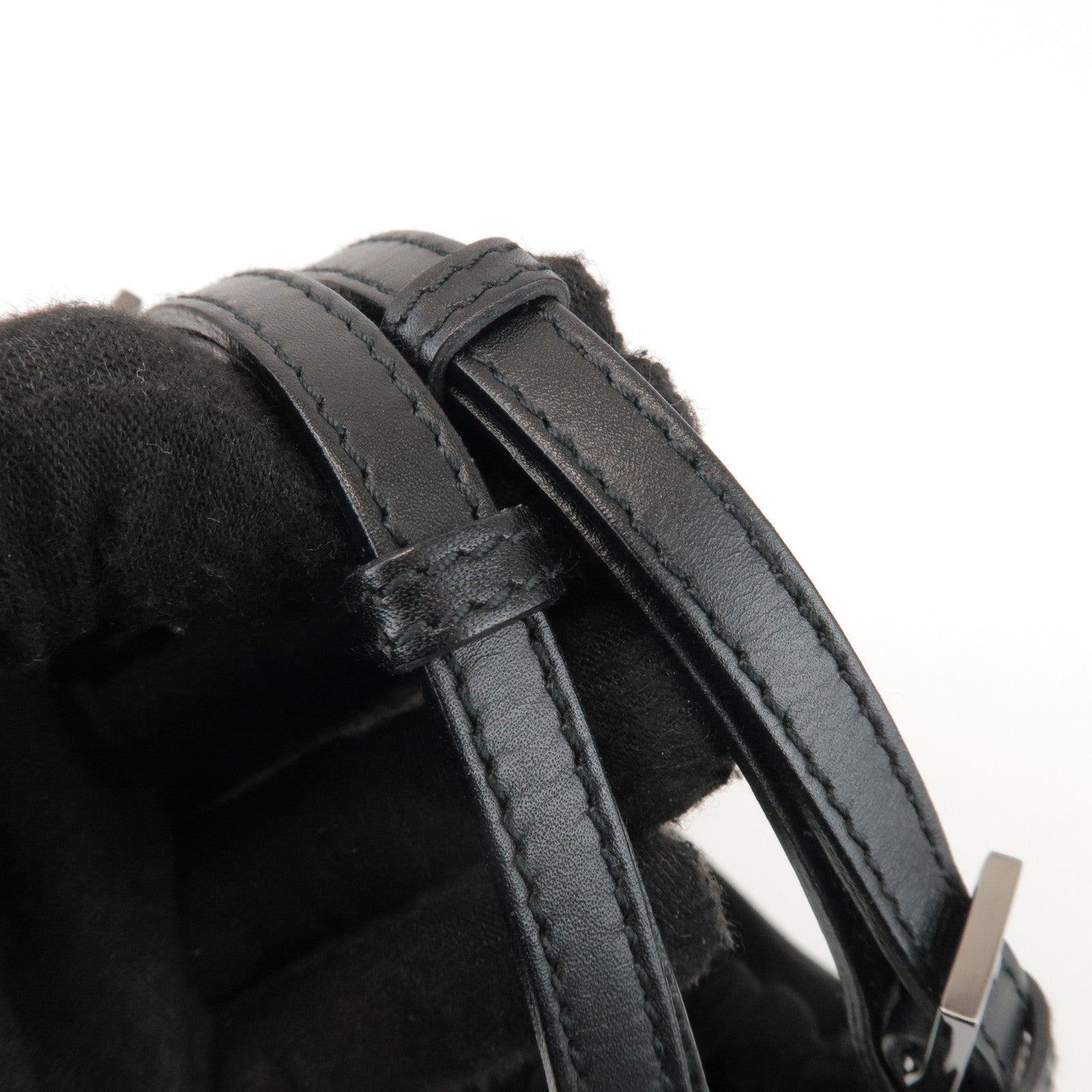 GUCCI Suede Leather Hand Bag Shoulder Bag Black 0014335