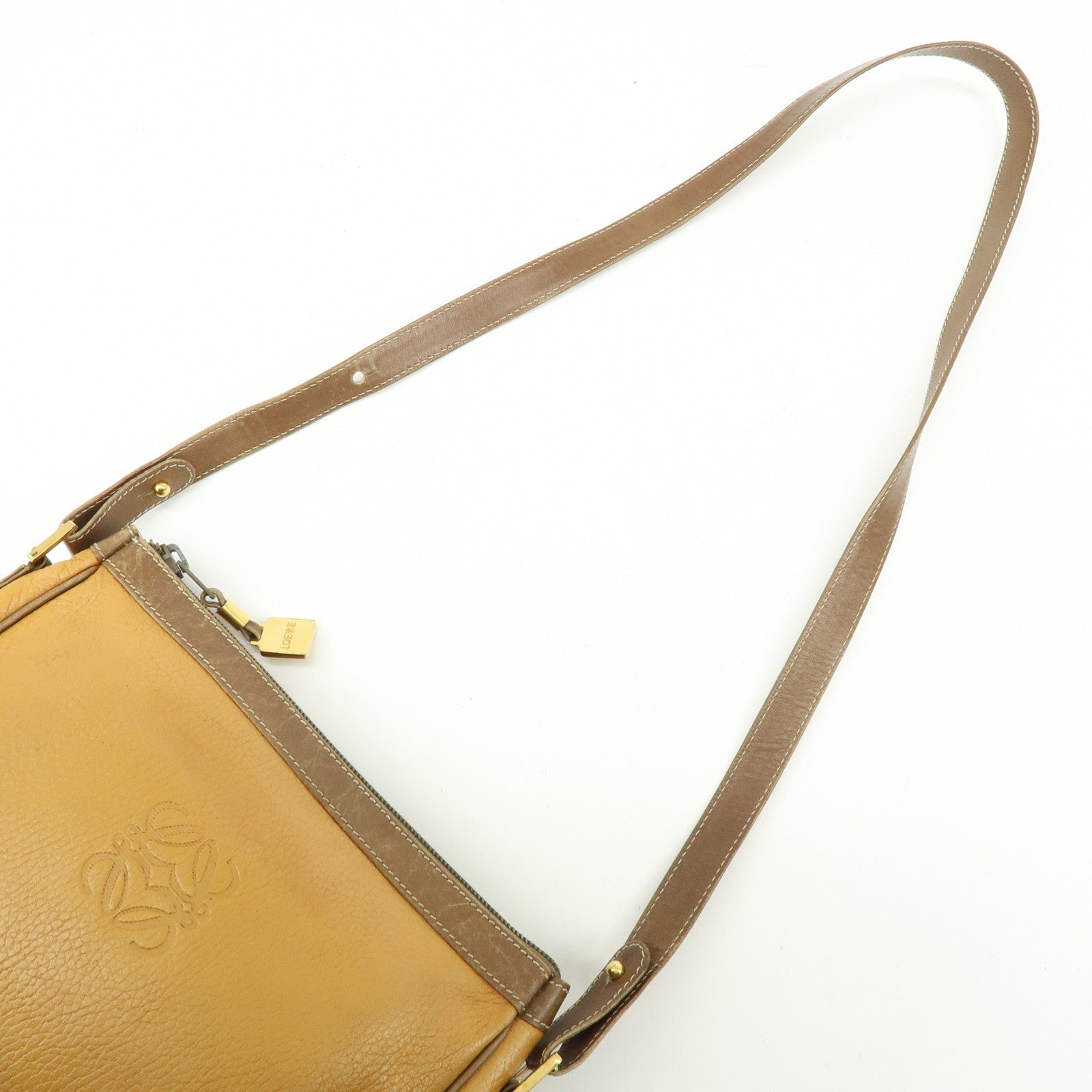 LOEWE Anagram Leather Shoulder Bag Crossbody Bag Brown