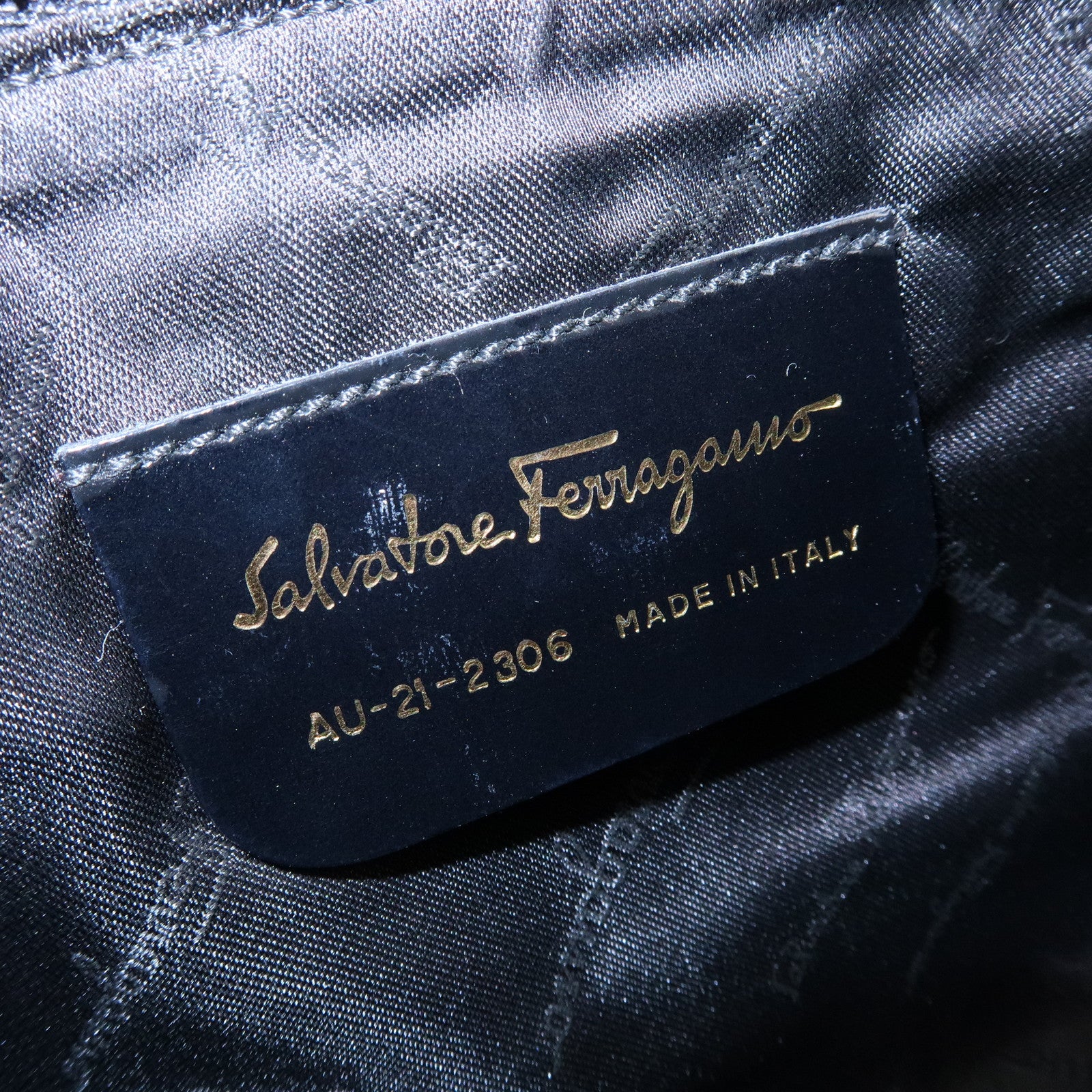 Ferragamo Ganchini Leather Shoulder Bag Hand Bag Black