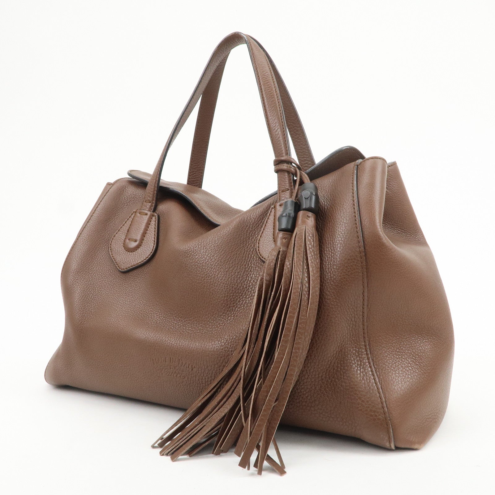 GUCCI Swing Leather Tote Bag Hand Bag Shoulder Bag Brown 354476