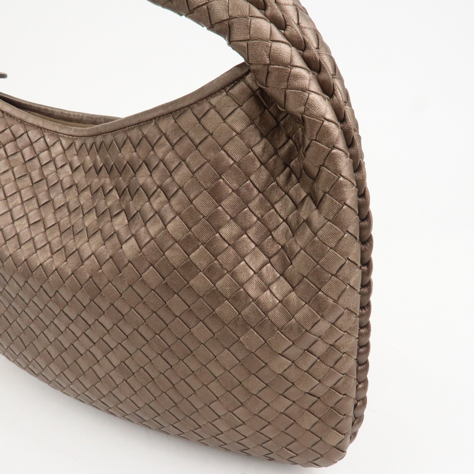 BOTTEGA VENETA Intrecciato Leather Shoulder Bag Metaric Brown
