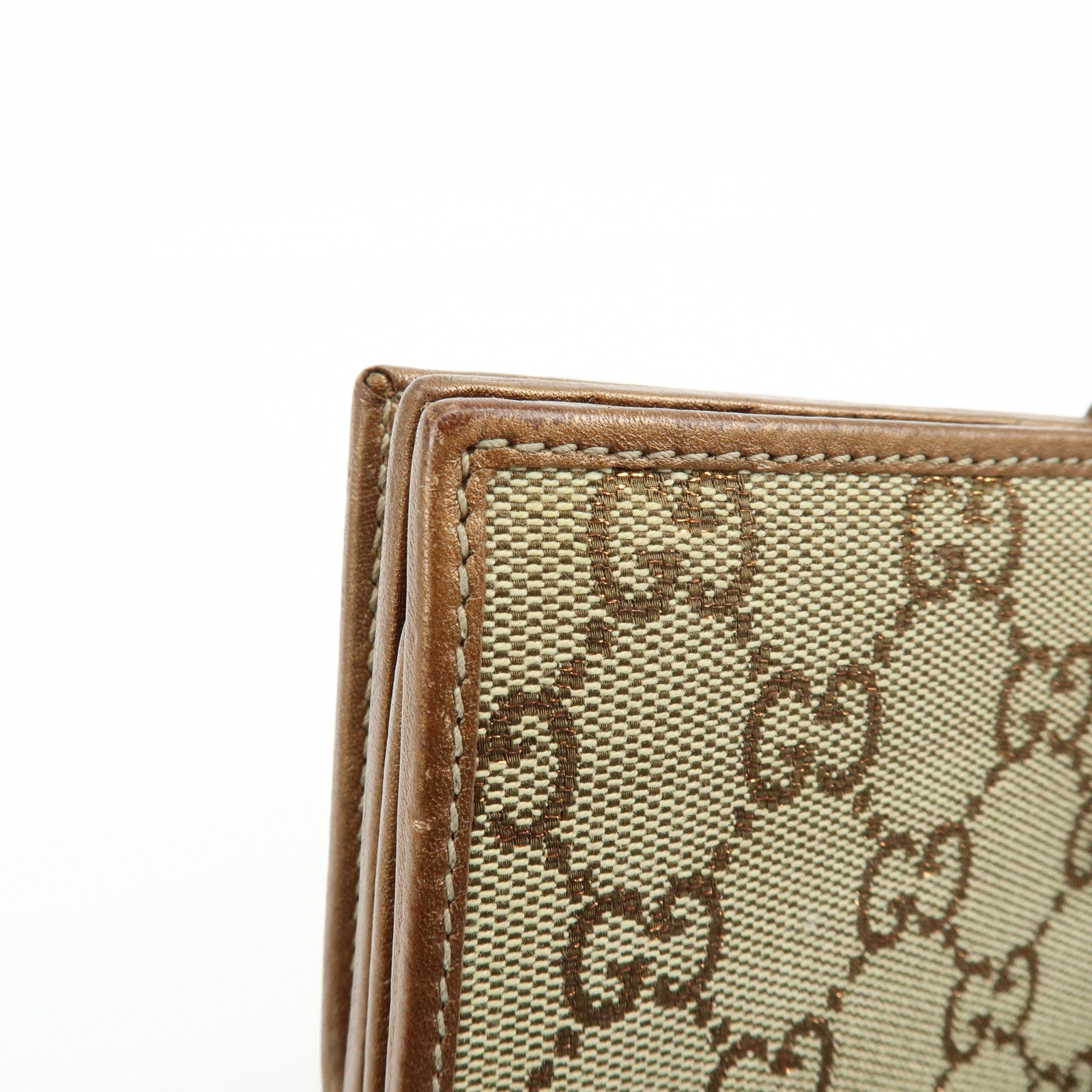 GUCCI Interlocking G GG Canvas Leather Long Wallet Light Brown