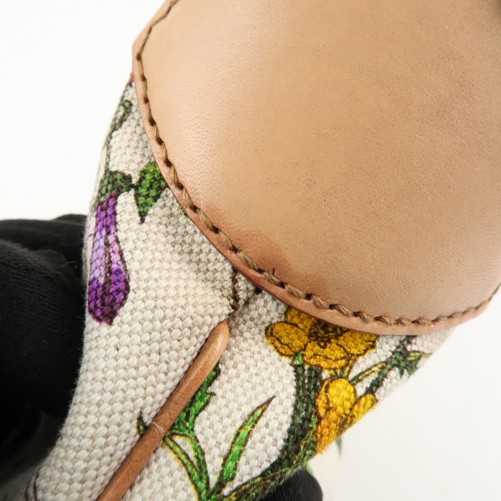 GUCCI New Jackie Flora Canvas Leather Shoulder Bag Multicolor Used