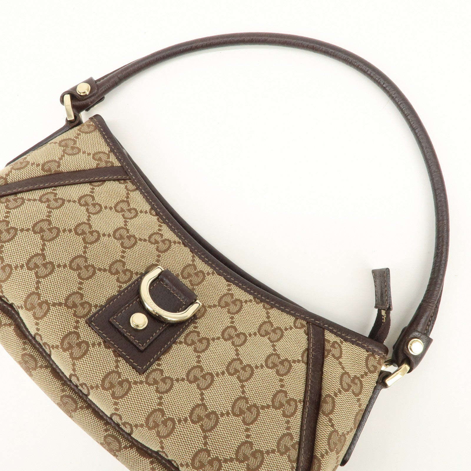 GUCCI Abbey GG Canvas Leather Shoulder Bag Hand Bag Beige 130939