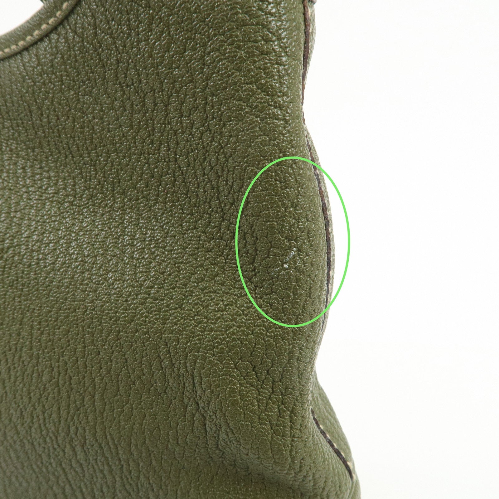 Ferragamo Logo Leather Shoulder Bag Hand Bag Khaki