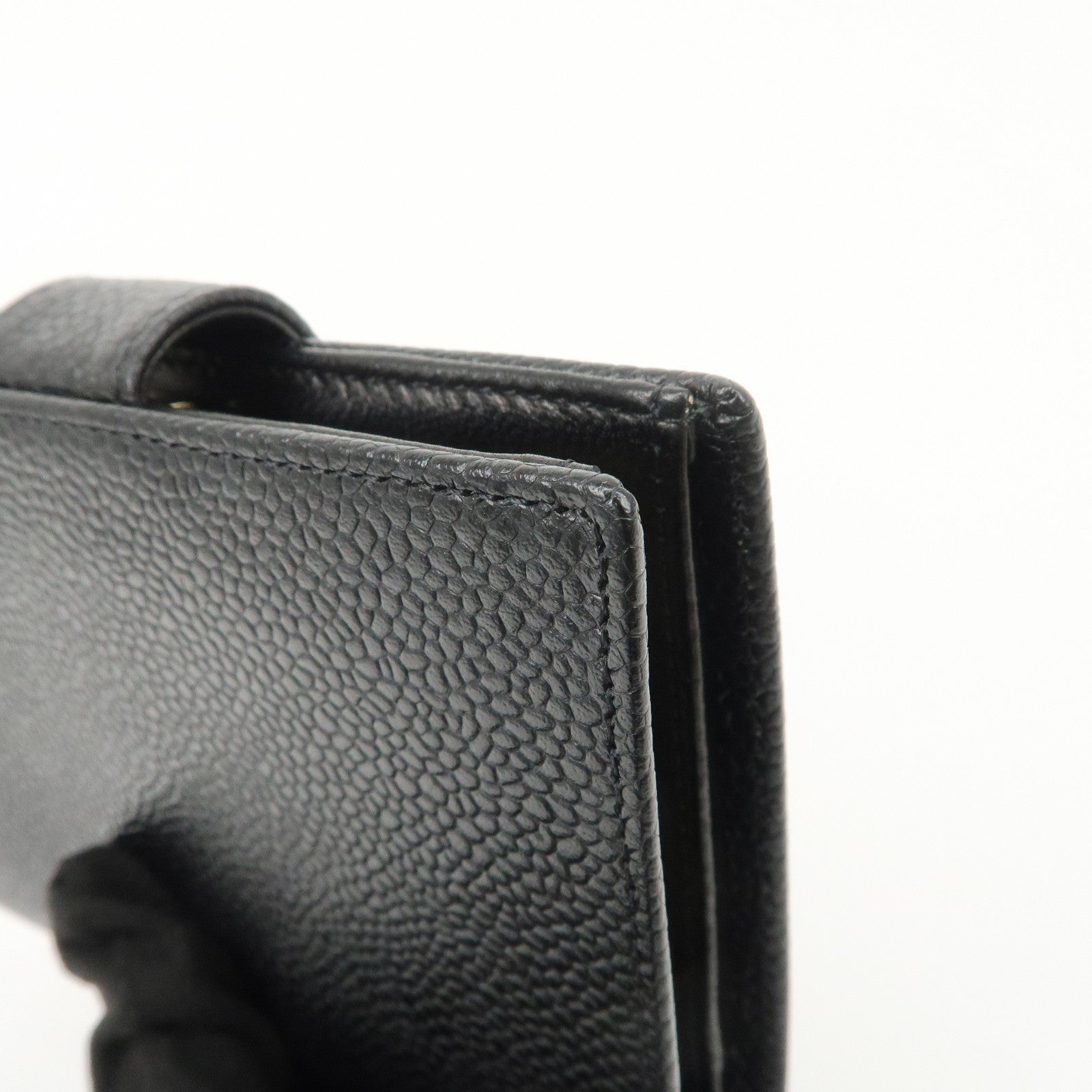 CHANEL COCO Mark Caviarskin Bi-fold Small Wallet Black A13497