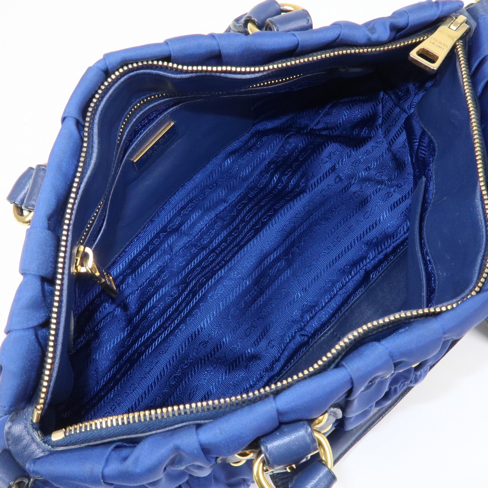 PRADA Logo Nylon Leather 2Way Bag Hand Bag Shoulder Bag BN 1407
