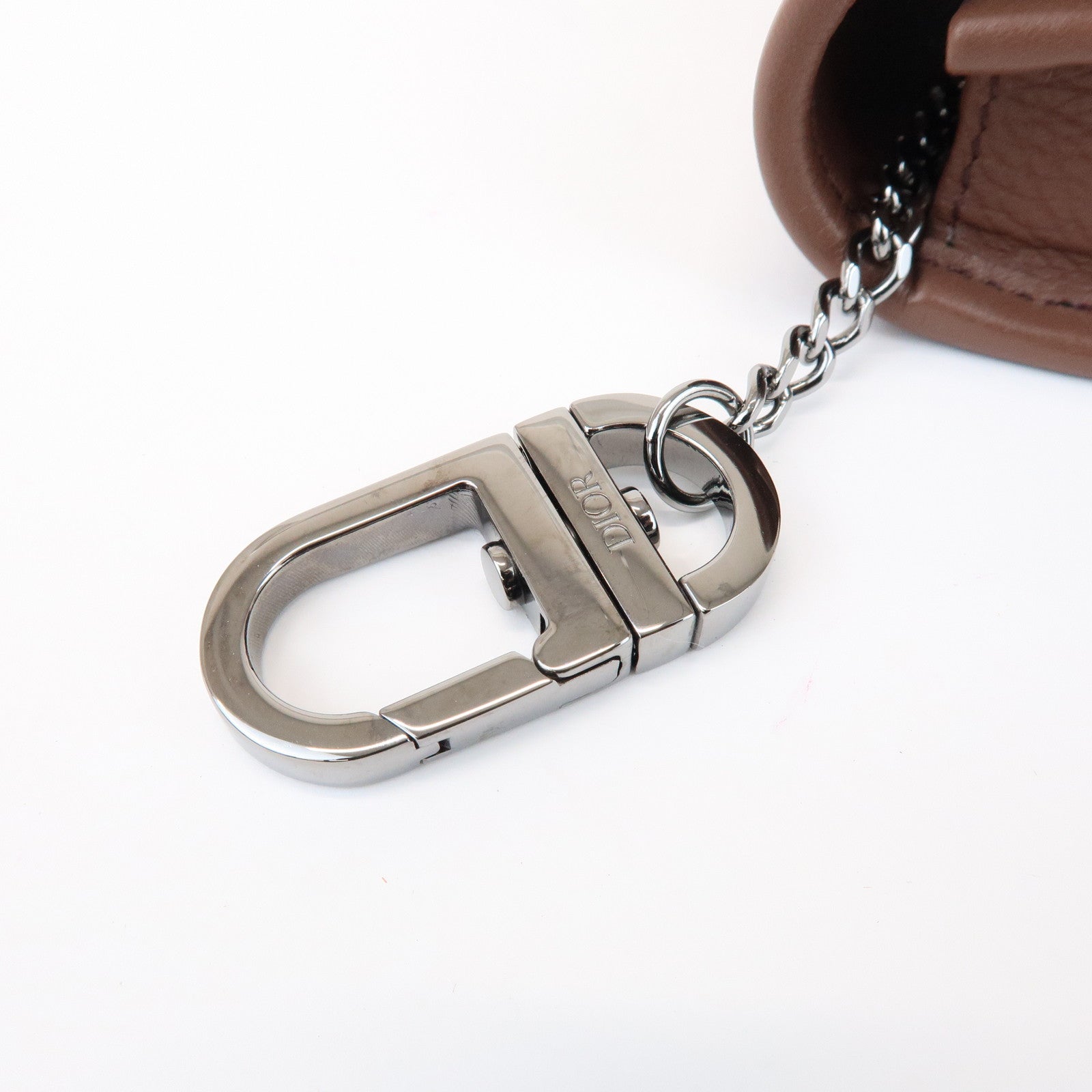 Christian Dior Leather Gallop Nano Pouch Coin Case Key Case Brown
