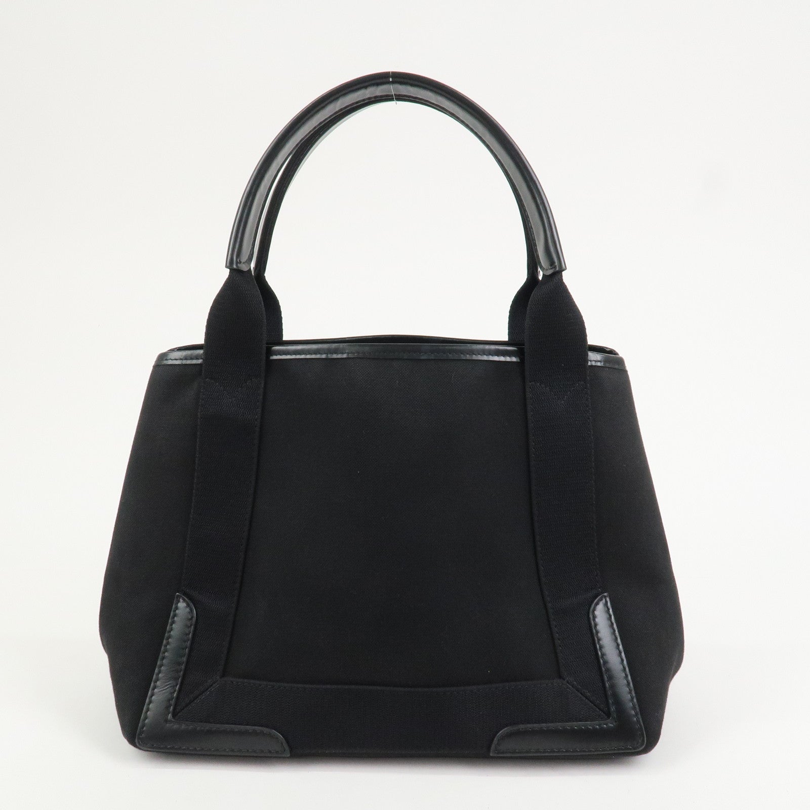 BALENCIAGA Navy Cabas Canvas Leather Small Tote Bag Hand Bag 339933