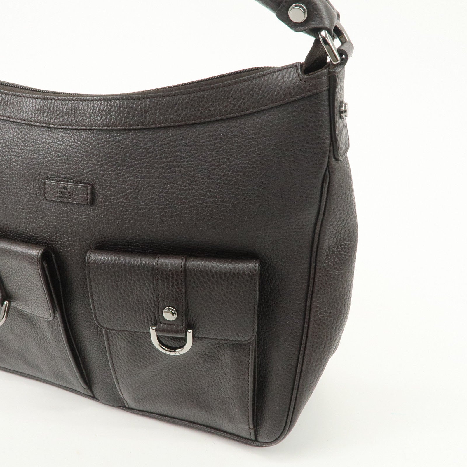 GUCCI Abbey Leather Shoulder Bag Hand Bag Dark Brown 293581 Used