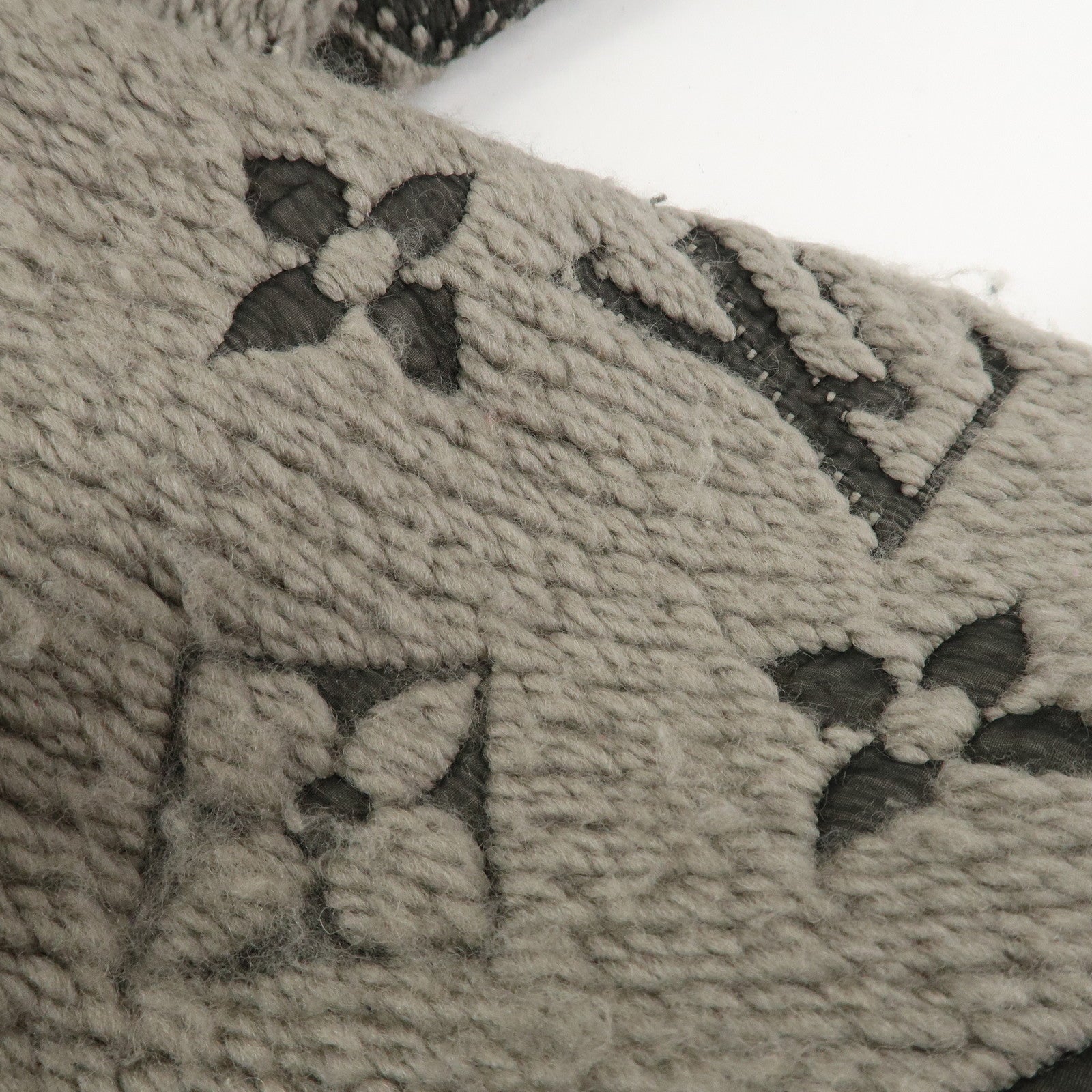 Louis Vuitton Monogram Escharp Logomania Wool Silk Scarf Gray
